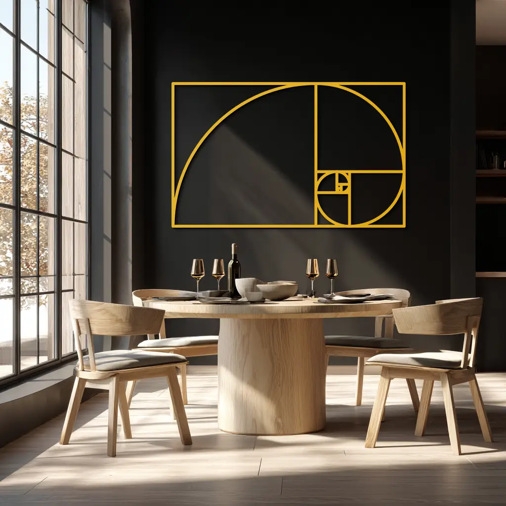 Golden Ratio Spiral Metal Wall Art - Elegant Geometric Design - KAF141 by Enova Art