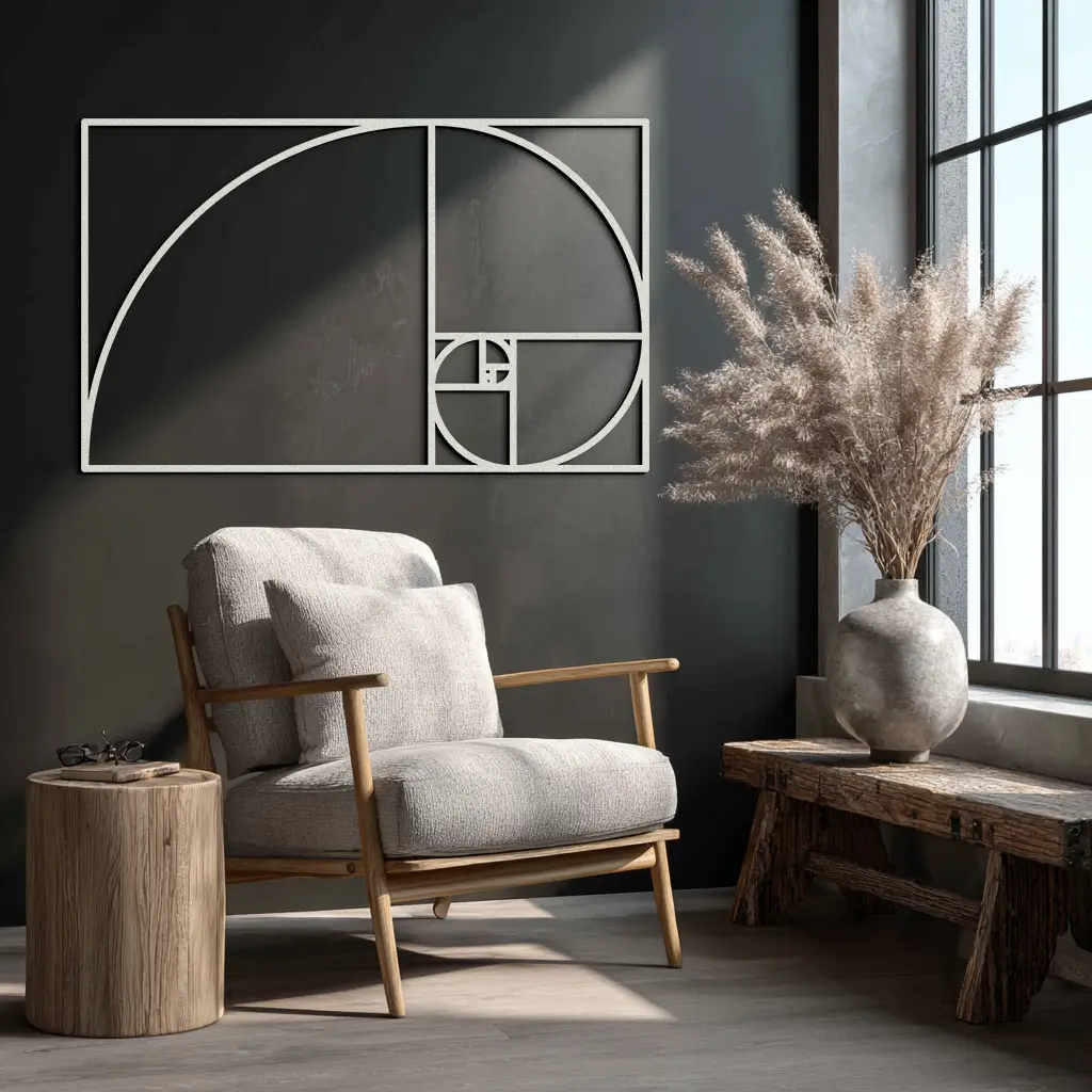 Golden Ratio Spiral Metal Wall Art - Elegant Geometric Design - KAF141 by Enova Art