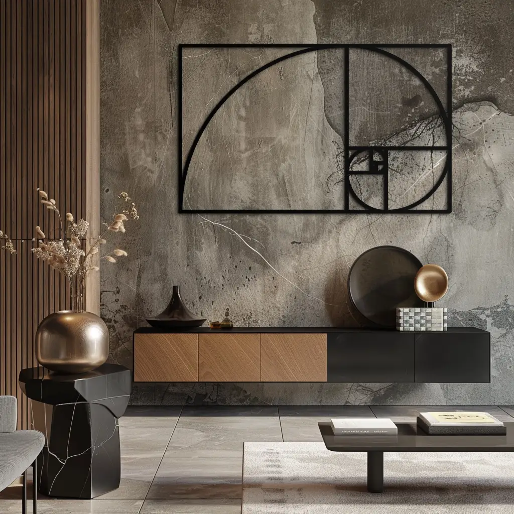 Golden Ratio Spiral Metal Wall Art - Elegant Geometric Design - KAF141 by Enova Art