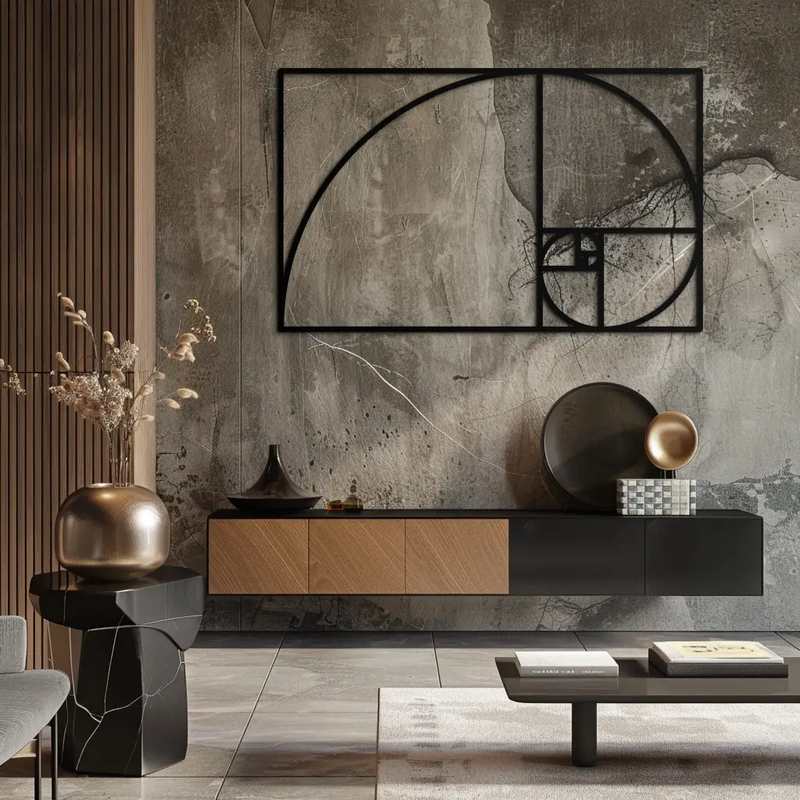 Golden Ratio Spiral Metal Wall Art - Elegant Geometric Design - KAF141 by Enova Art