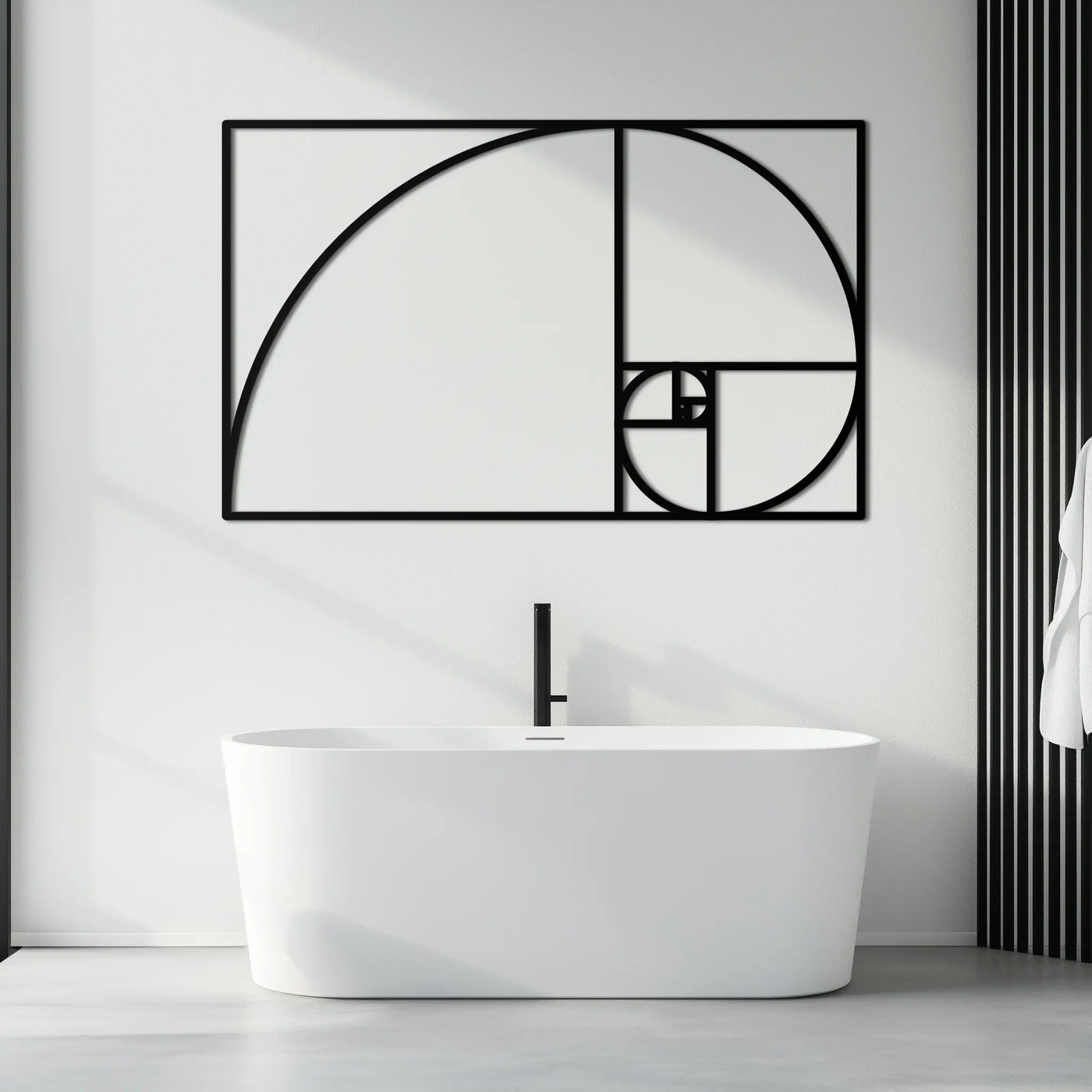 Golden Ratio Spiral Metal Wall Art - Elegant Geometric Design - KAF141 by Enova Art