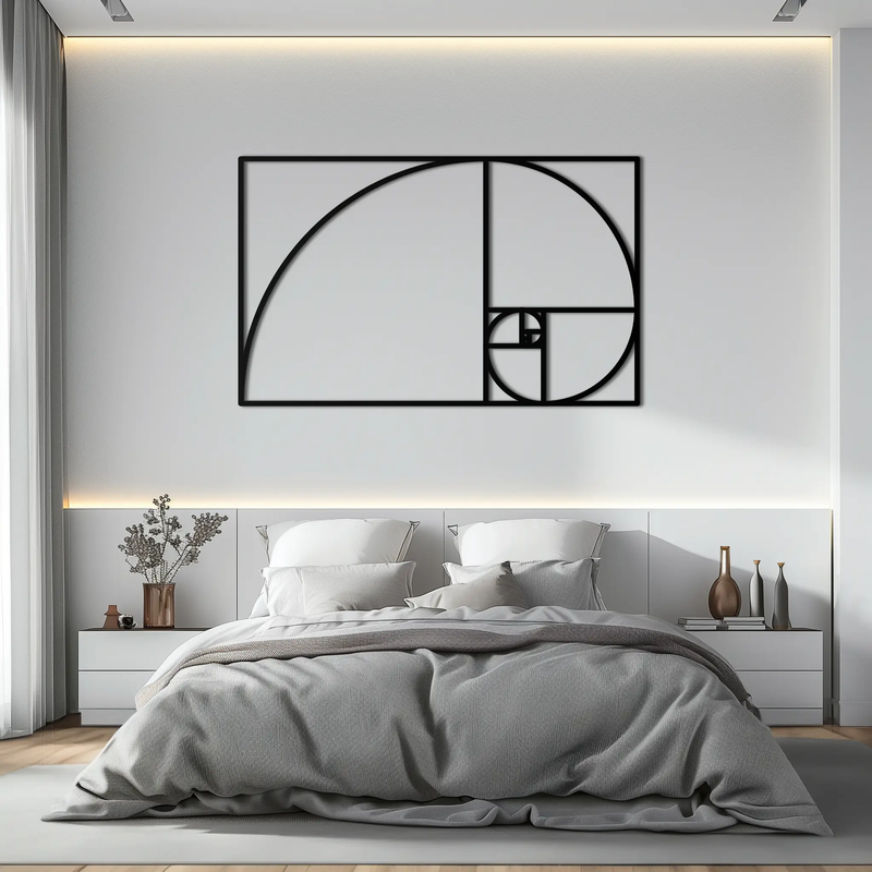 Golden Ratio Spiral Metal Wall Art - Elegant Geometric Design - KAF141 by Enova Art