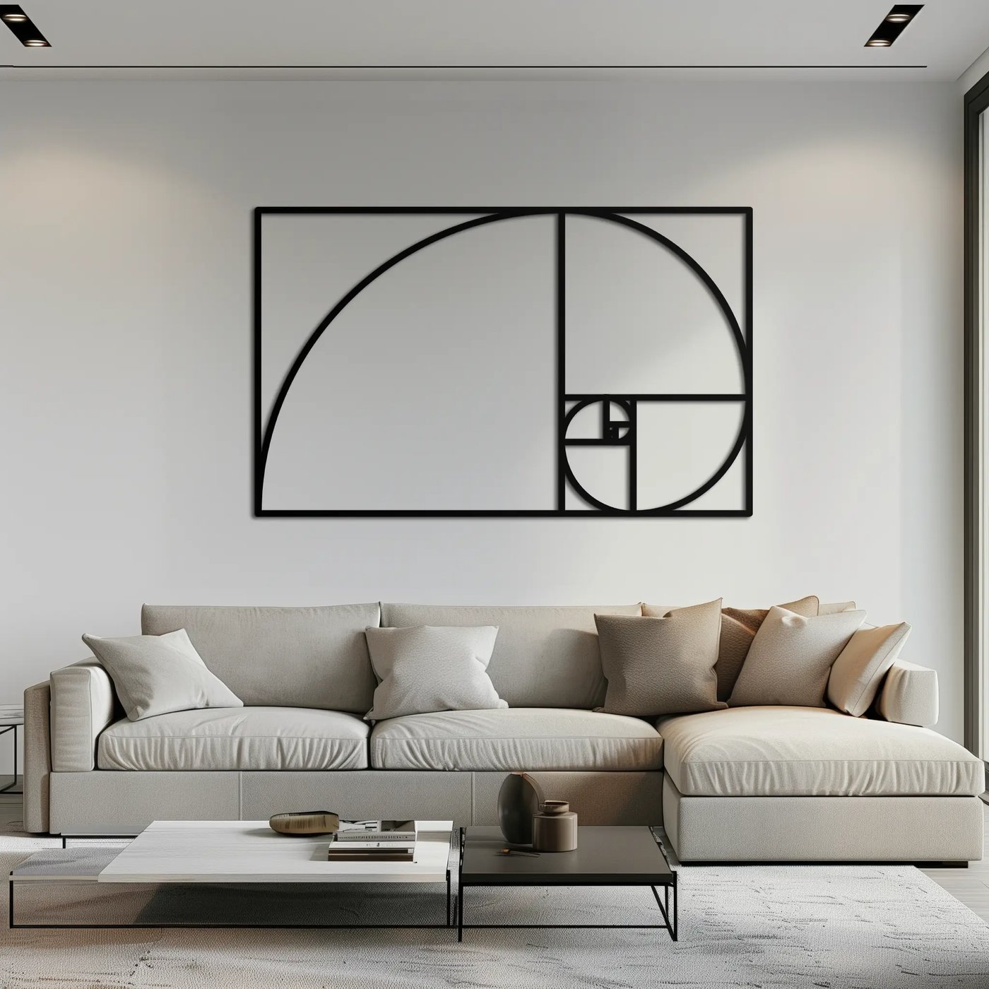 Golden Ratio Spiral Metal Wall Art - Elegant Geometric Design - KAF141 by Enova Art