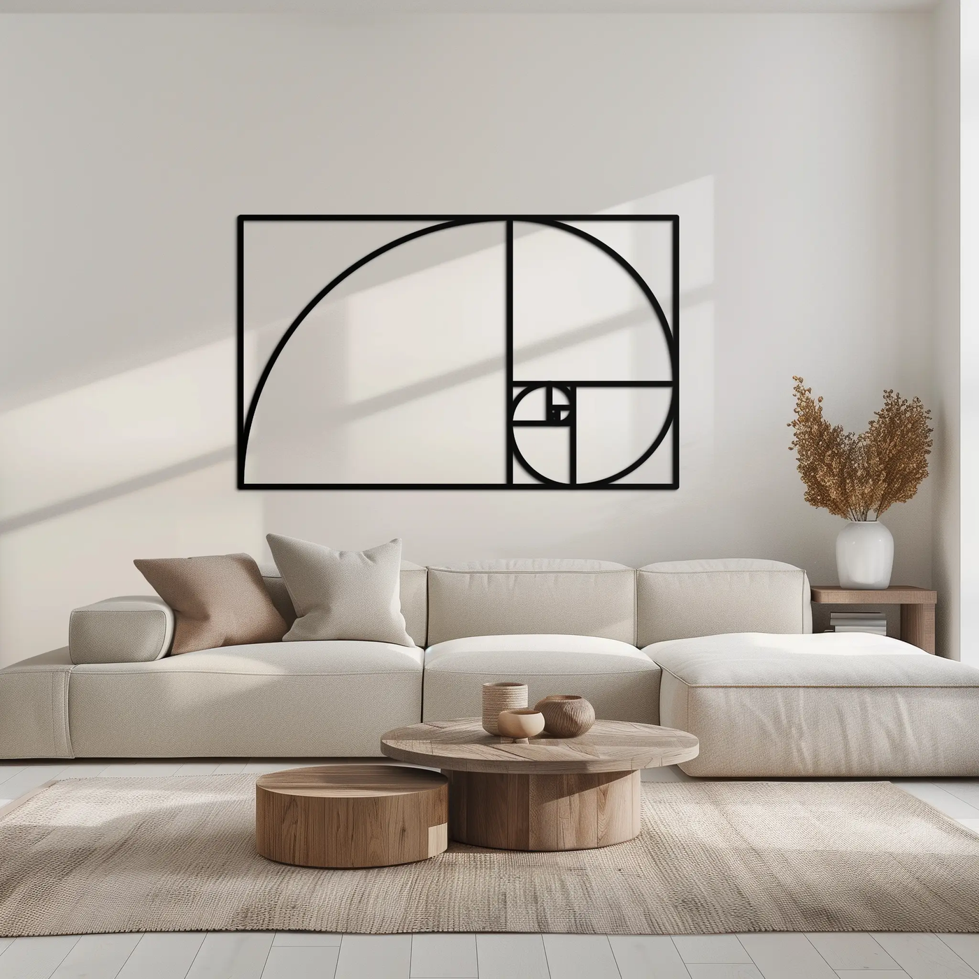 Golden Ratio Spiral Metal Wall Art - Elegant Geometric Design - KAF141 by Enova Art