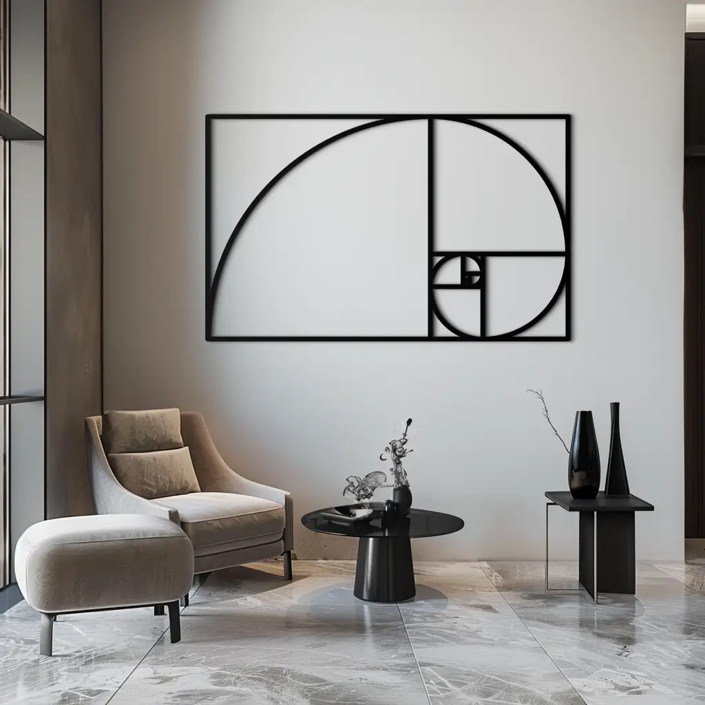 Golden Ratio Spiral Metal Wall Art - Elegant Geometric Design - KAF141 by Enova Art