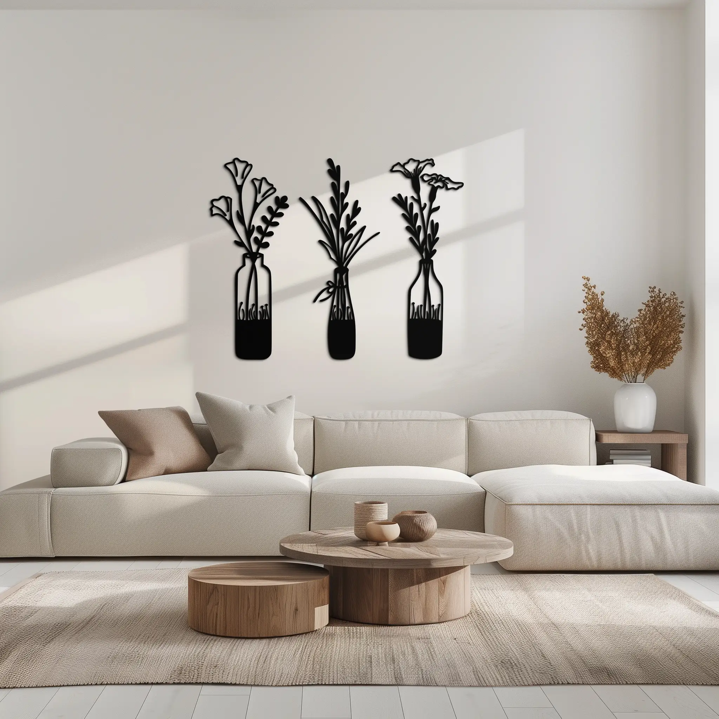 Rustic Floral Bottle Metal Wall Art - Elegant Vase & Flower Steel Decor - KAF142 by Enova Art