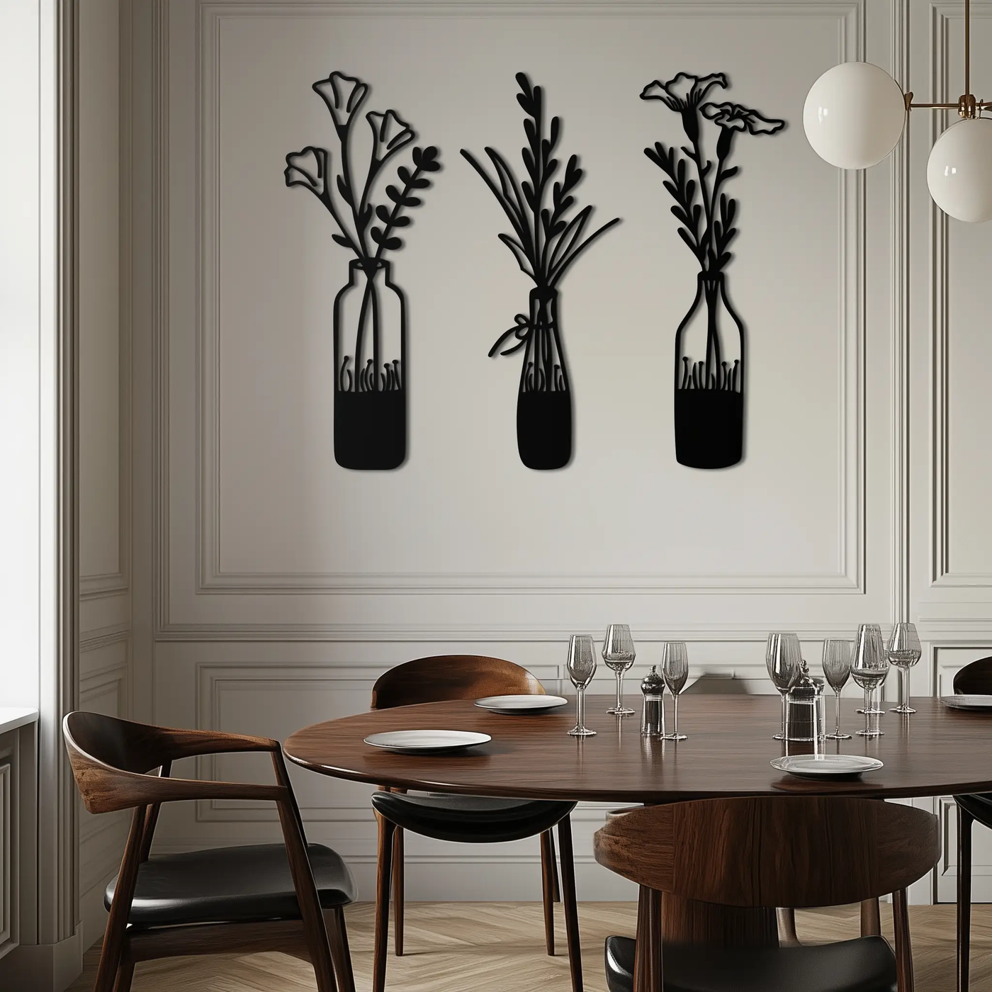 Rustic Floral Bottle Metal Wall Art - Elegant Vase & Flower Steel Decor - KAF142 by Enova Art