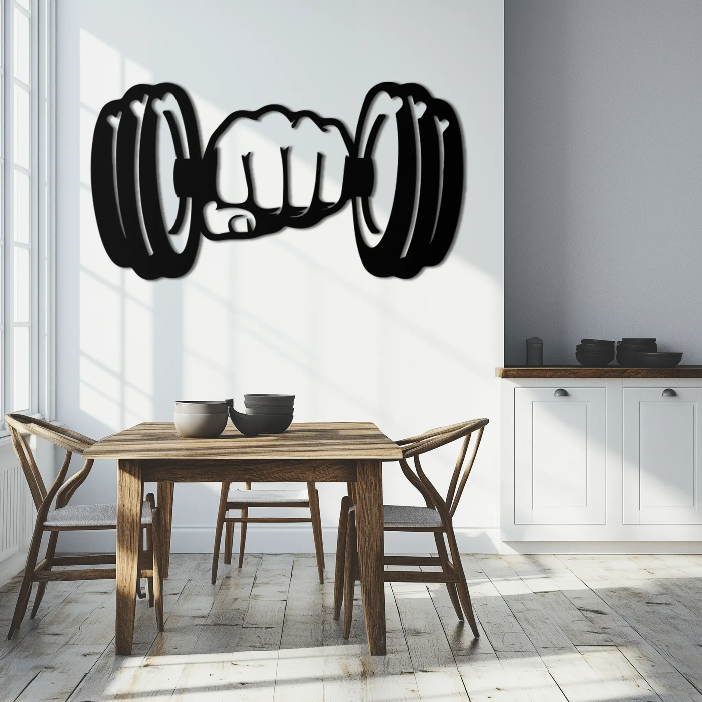 Gym Dumbbell Power Metal Wall Art - Bold and Motivational Gym Decor - KAF143 by Enova Art