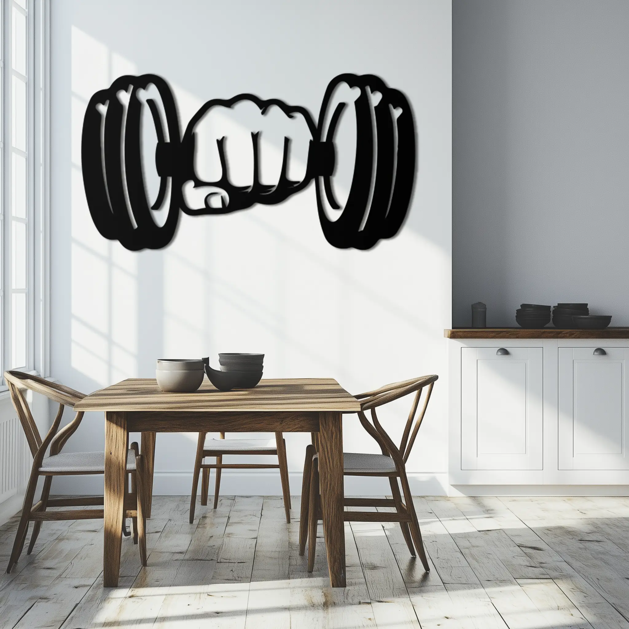 Gym Dumbbell Power Metal Wall Art - Bold and Motivational Gym Decor - KAF143 by Enova Art