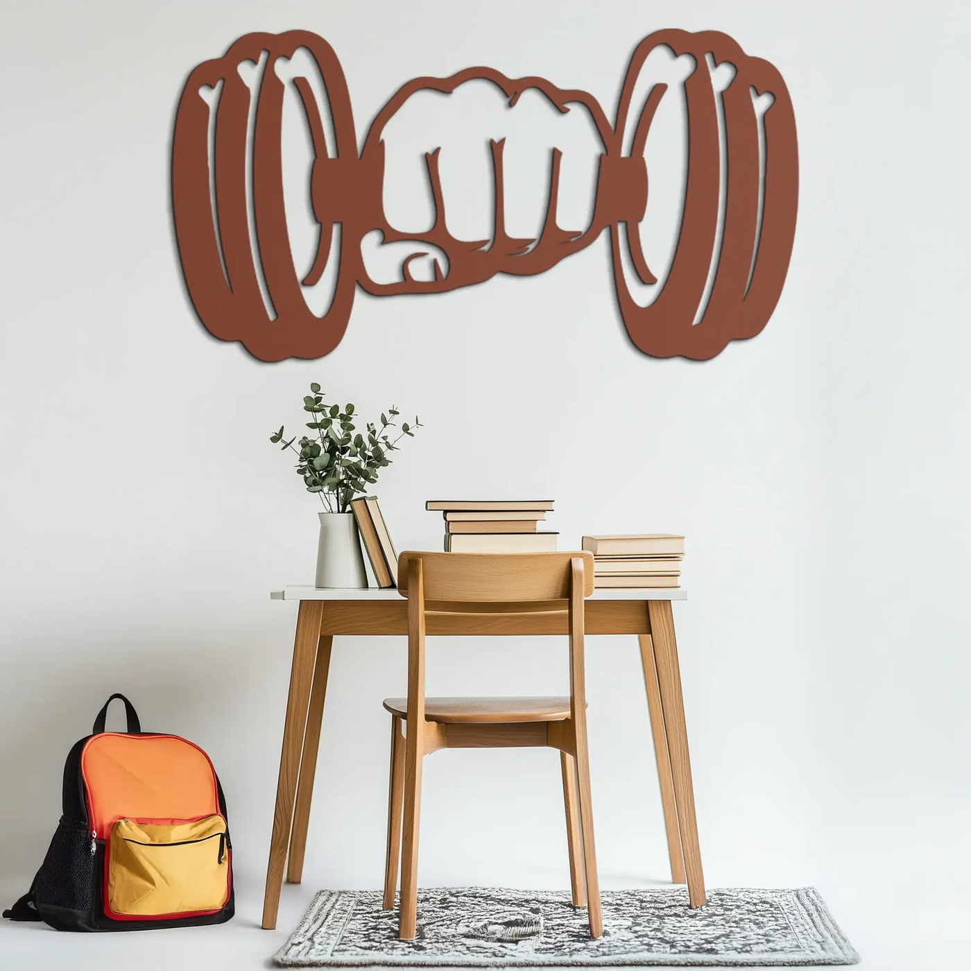Gym Dumbbell Power Metal Wall Art - Bold and Motivational Gym Decor - KAF143 by Enova Art