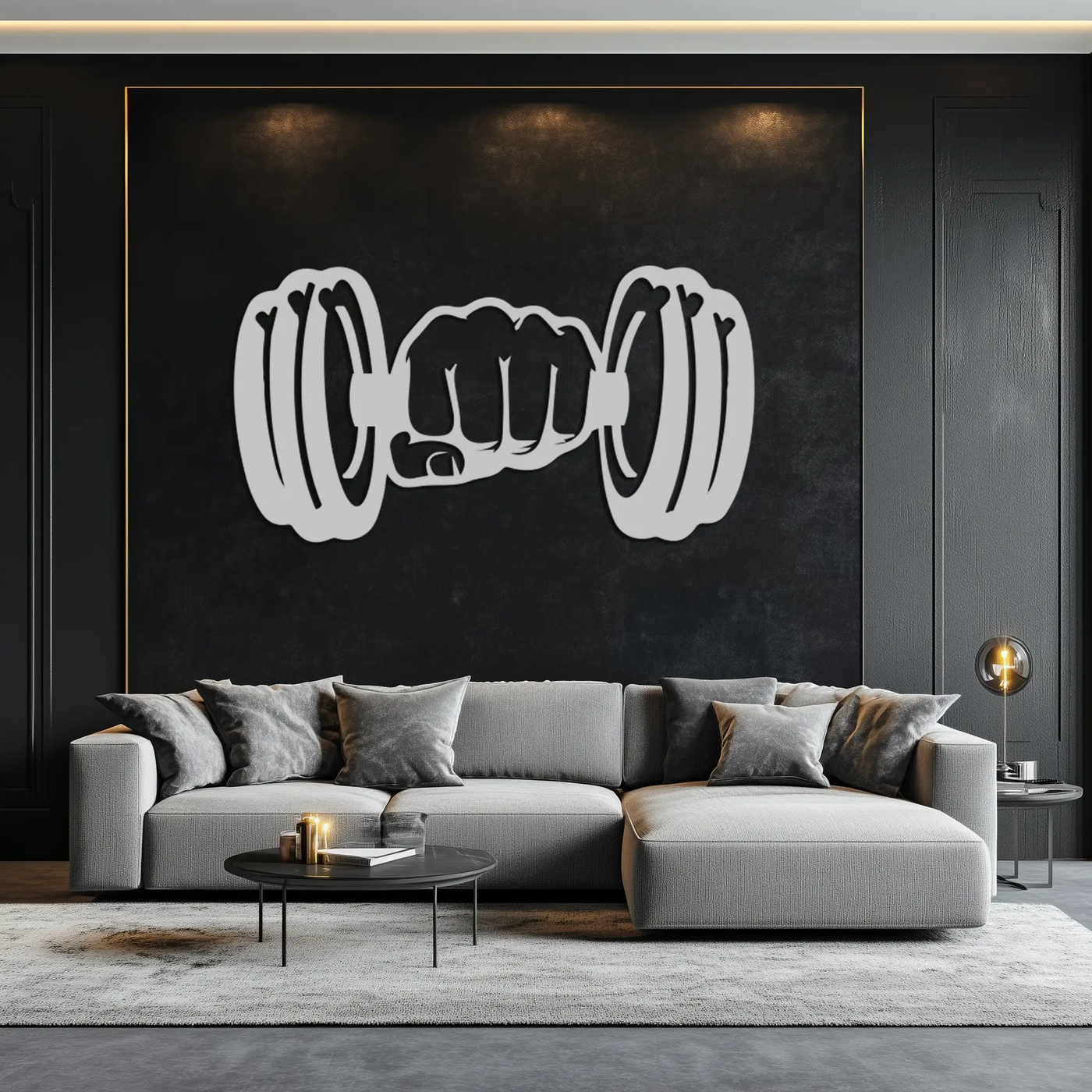 Gym Dumbbell Power Metal Wall Art - Bold and Motivational Gym Decor - KAF143 by Enova Art
