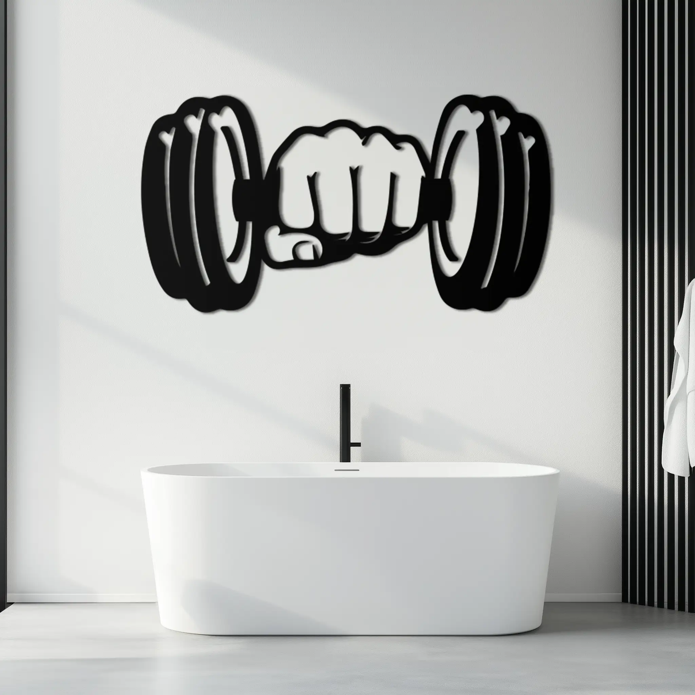 Gym Dumbbell Power Metal Wall Art - Bold and Motivational Gym Decor - KAF143 by Enova Art