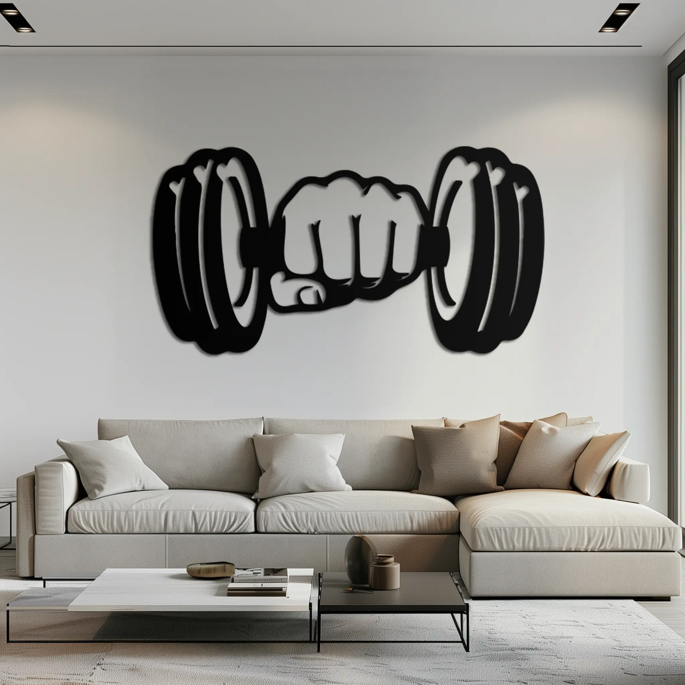 Gym Dumbbell Power Metal Wall Art - Bold and Motivational Gym Decor - KAF143 by Enova Art