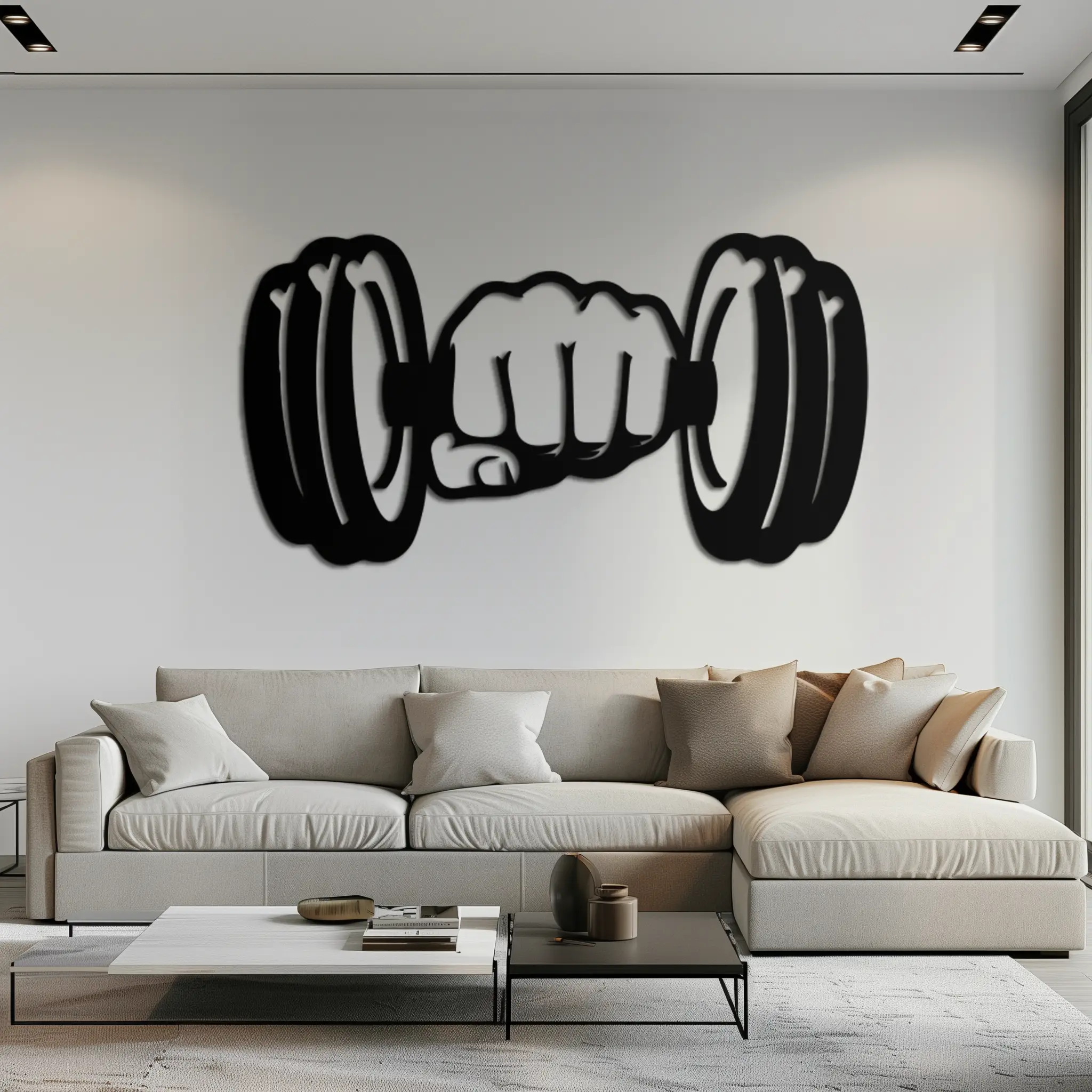 Gym Dumbbell Power Metal Wall Art - Bold and Motivational Gym Decor - KAF143 by Enova Art