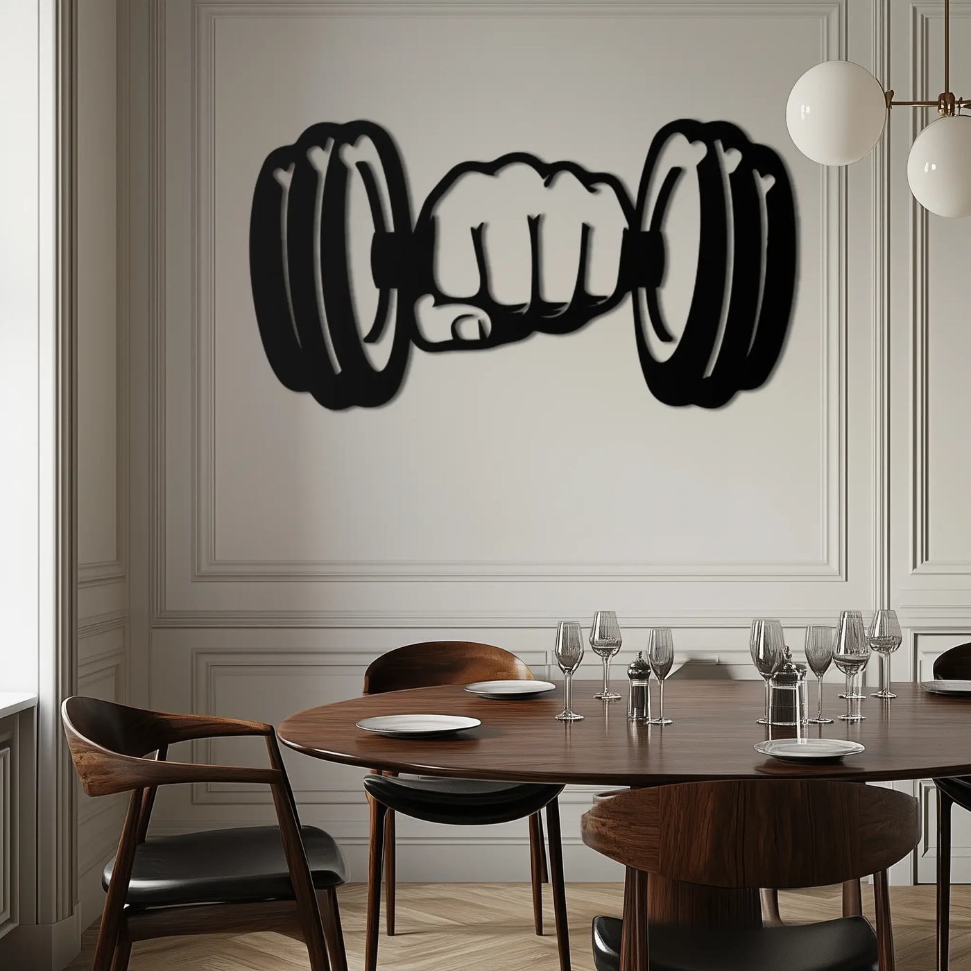 Gym Dumbbell Power Metal Wall Art - Bold and Motivational Gym Decor - KAF143 by Enova Art