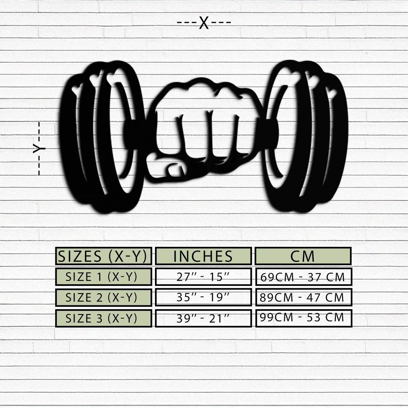 Gym Dumbbell Power Metal Wall Art - Bold and Motivational Gym Decor - KAF143 by Enova Art