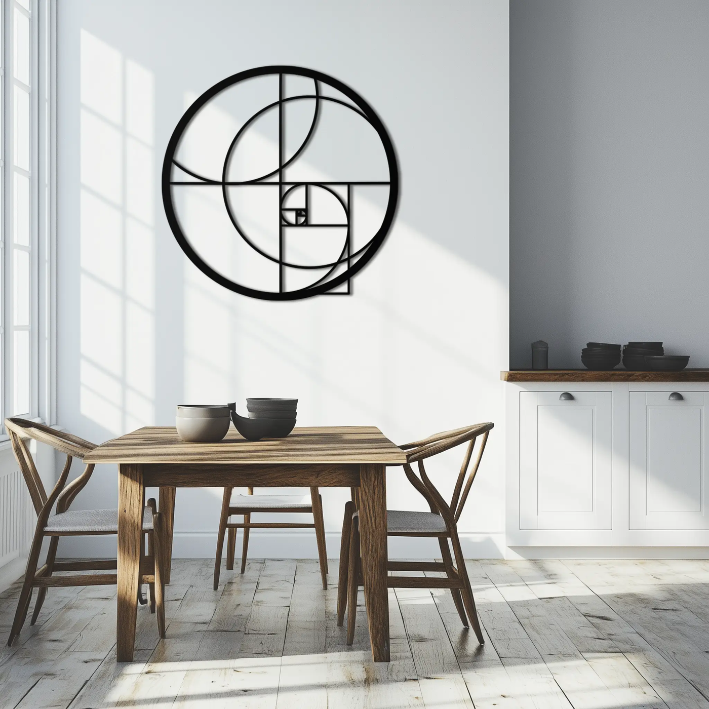 Golden Ratio Circular Metal Wall Art - Fibonacci-Inspired Geometric Design - KAF145 by Enova Art