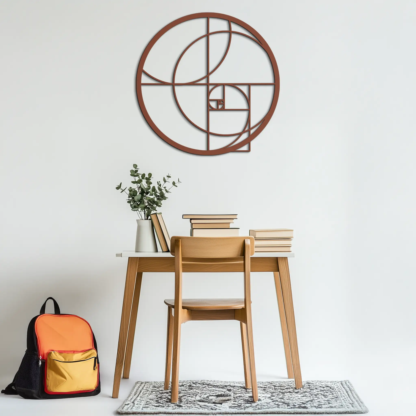 Golden Ratio Circular Metal Wall Art - Fibonacci-Inspired Geometric Design - KAF145 by Enova Art