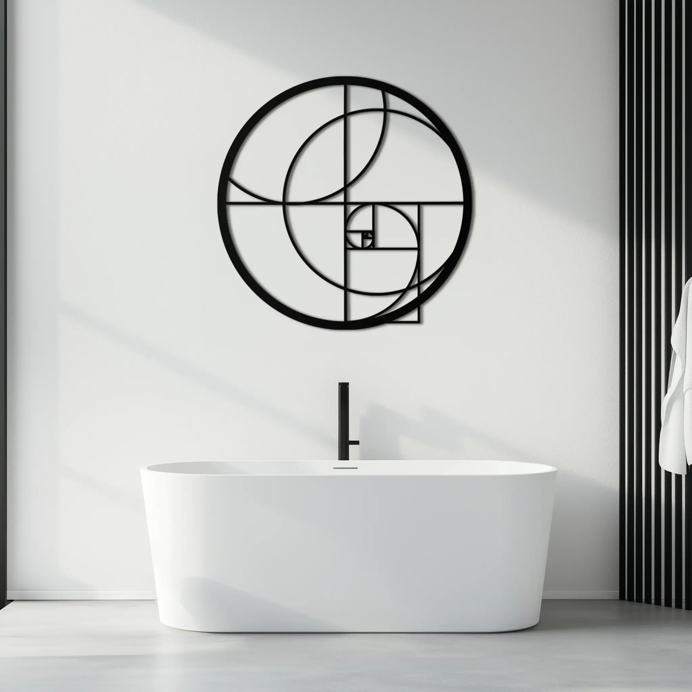 Golden Ratio Circular Metal Wall Art - Fibonacci-Inspired Geometric Design - KAF145 by Enova Art