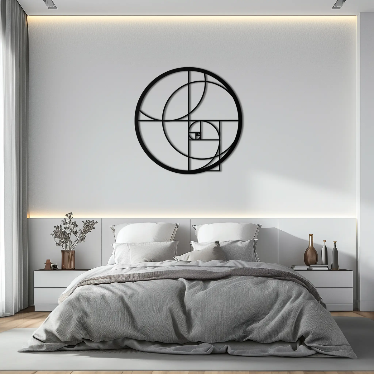 Golden Ratio Circular Metal Wall Art - Fibonacci-Inspired Geometric Design - KAF145 by Enova Art