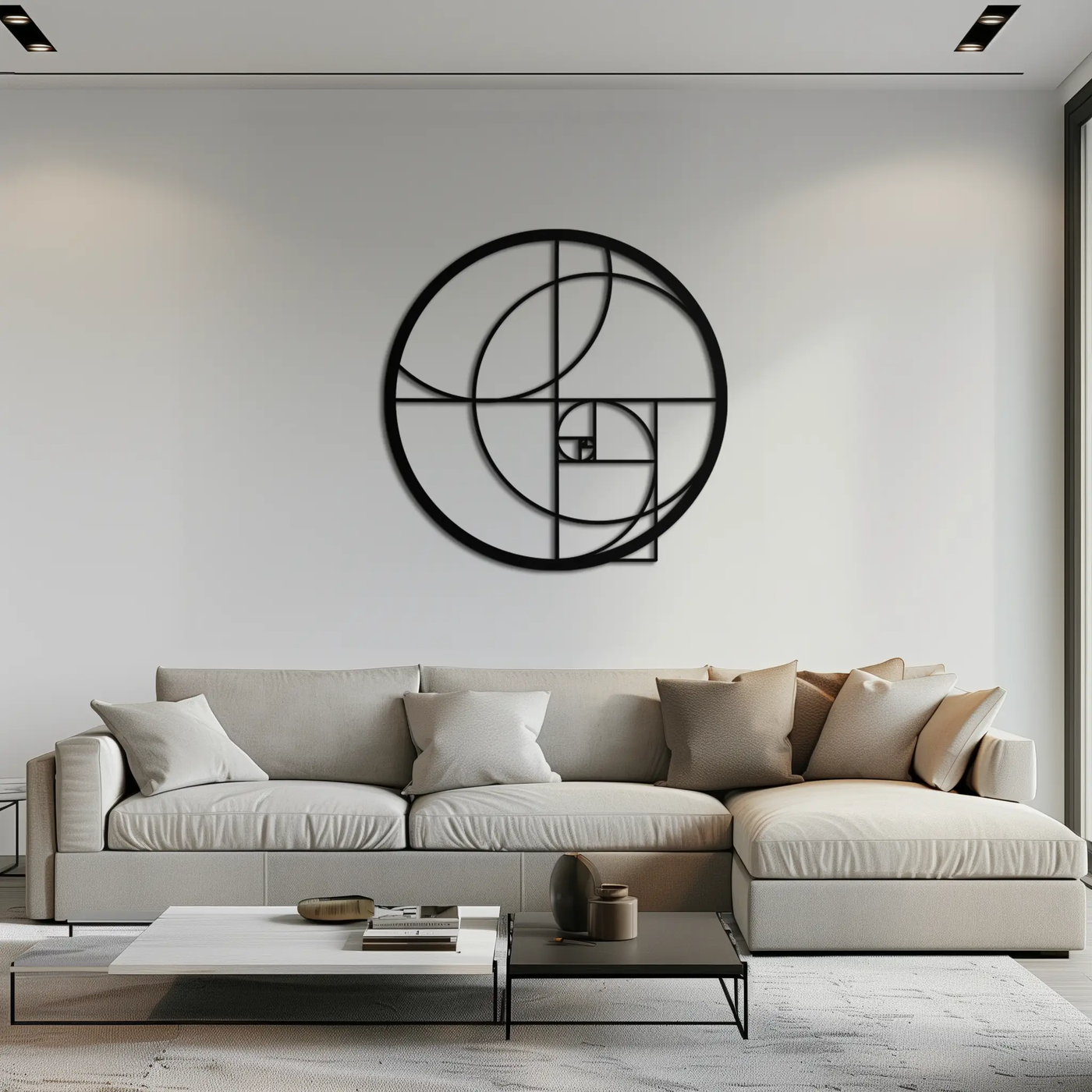 Golden Ratio Circular Metal Wall Art - Fibonacci-Inspired Geometric Design - KAF145 by Enova Art