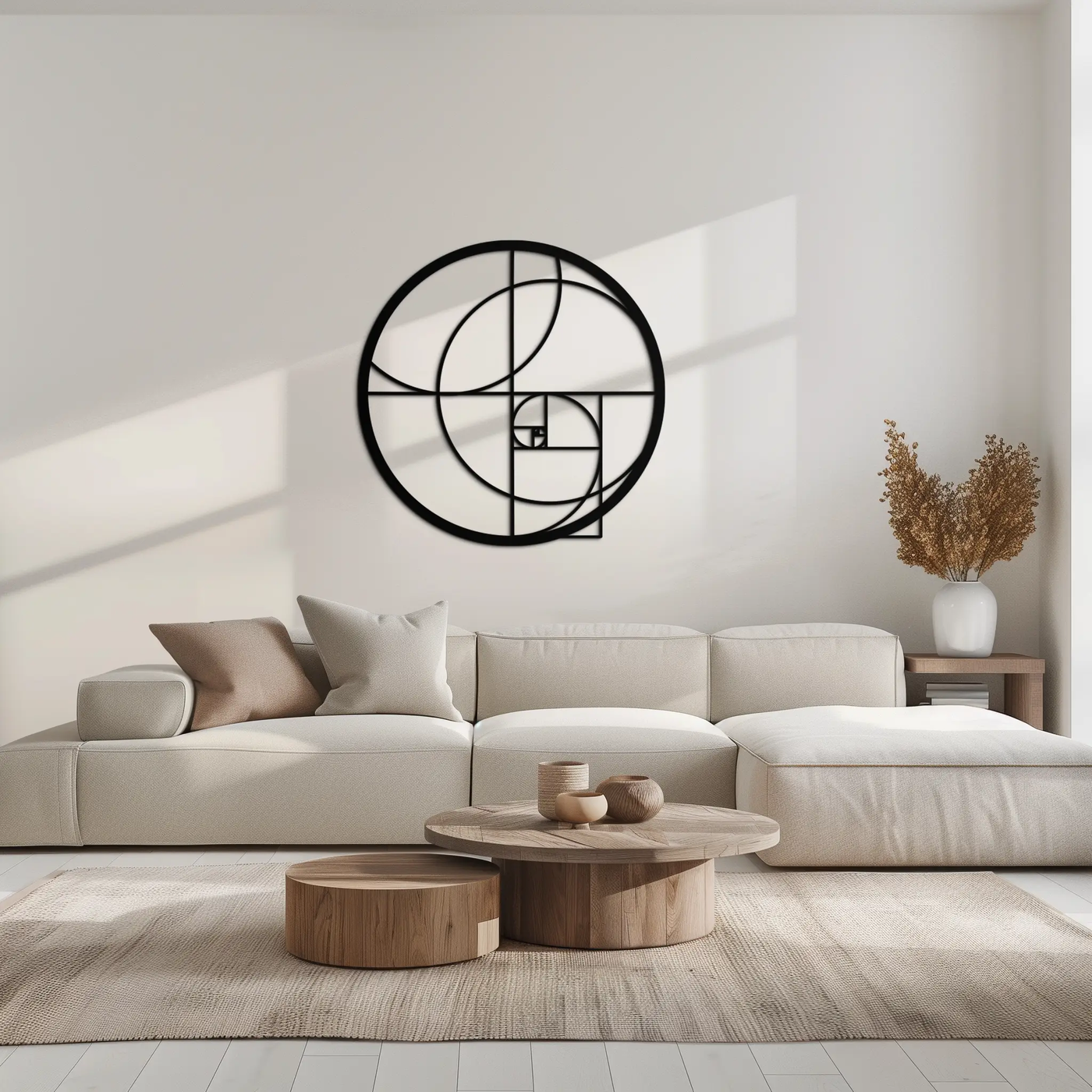 Golden Ratio Circular Metal Wall Art - Fibonacci-Inspired Geometric Design - KAF145 by Enova Art