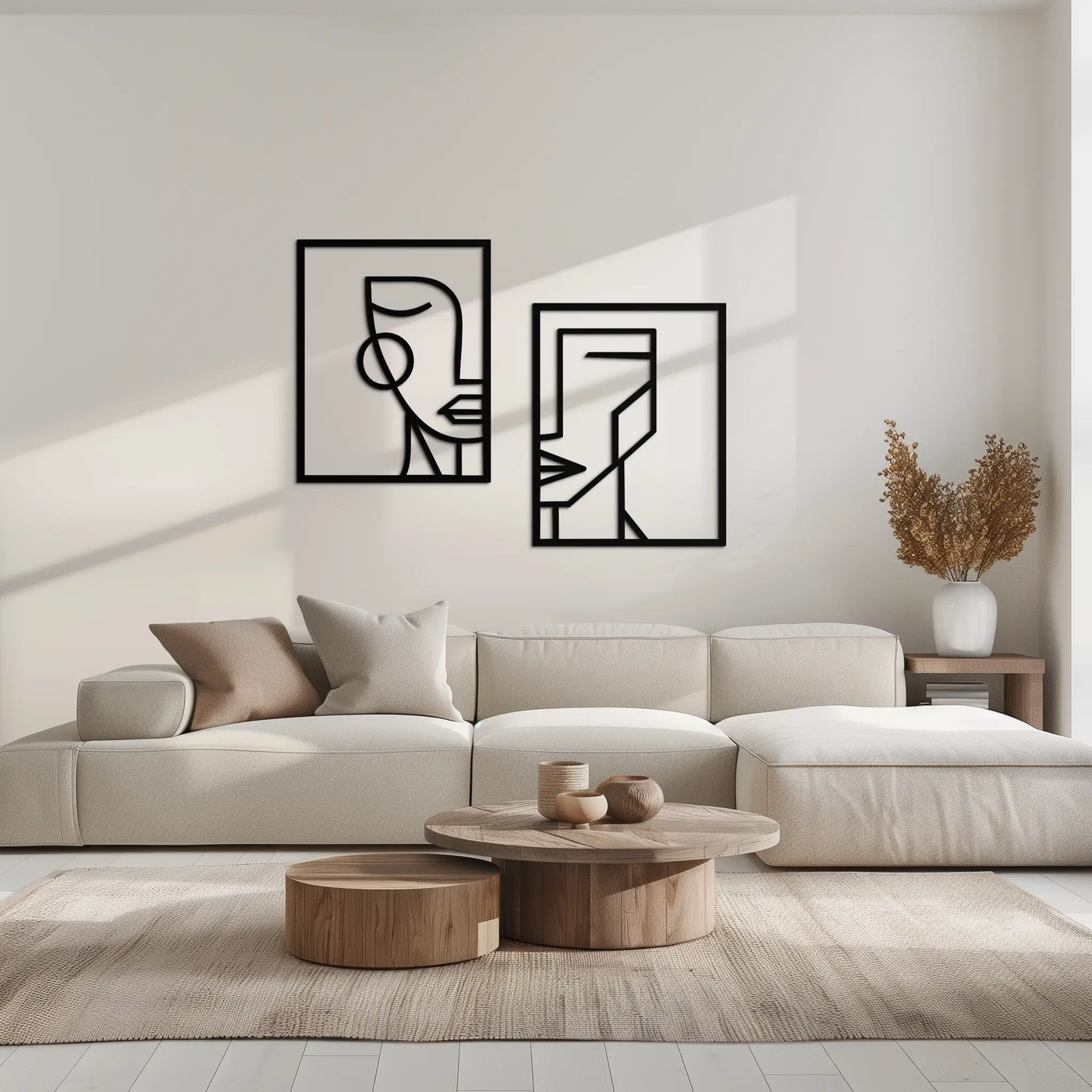 Abstract Faces Metal Wall Art - Modern Geometric Line Art Decor - KAF146 by Enova Art