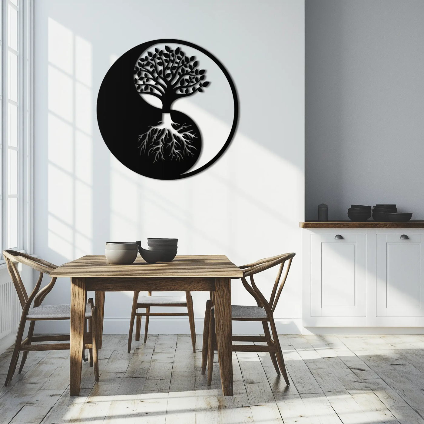 Yin-Yang Tree of Life Metal Wall Art - Harmonious Nature-Inspired Decor - KAF147 by Enova Art