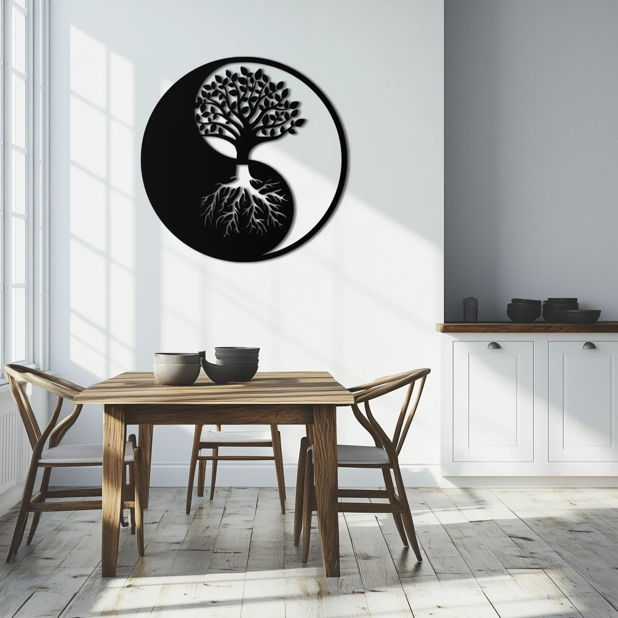 Yin-Yang Tree of Life Metal Wall Art - Harmonious Nature-Inspired Decor - KAF147 by Enova Art