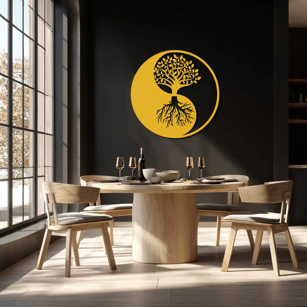 Yin-Yang Tree of Life Metal Wall Art - Harmonious Nature-Inspired Decor - KAF147 by Enova Art