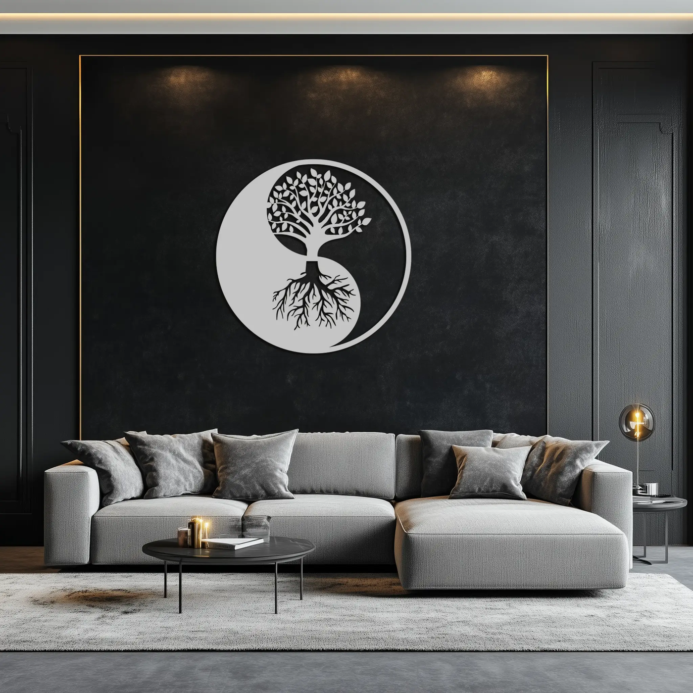 Yin-Yang Tree of Life Metal Wall Art - Harmonious Nature-Inspired Decor - KAF147 by Enova Art