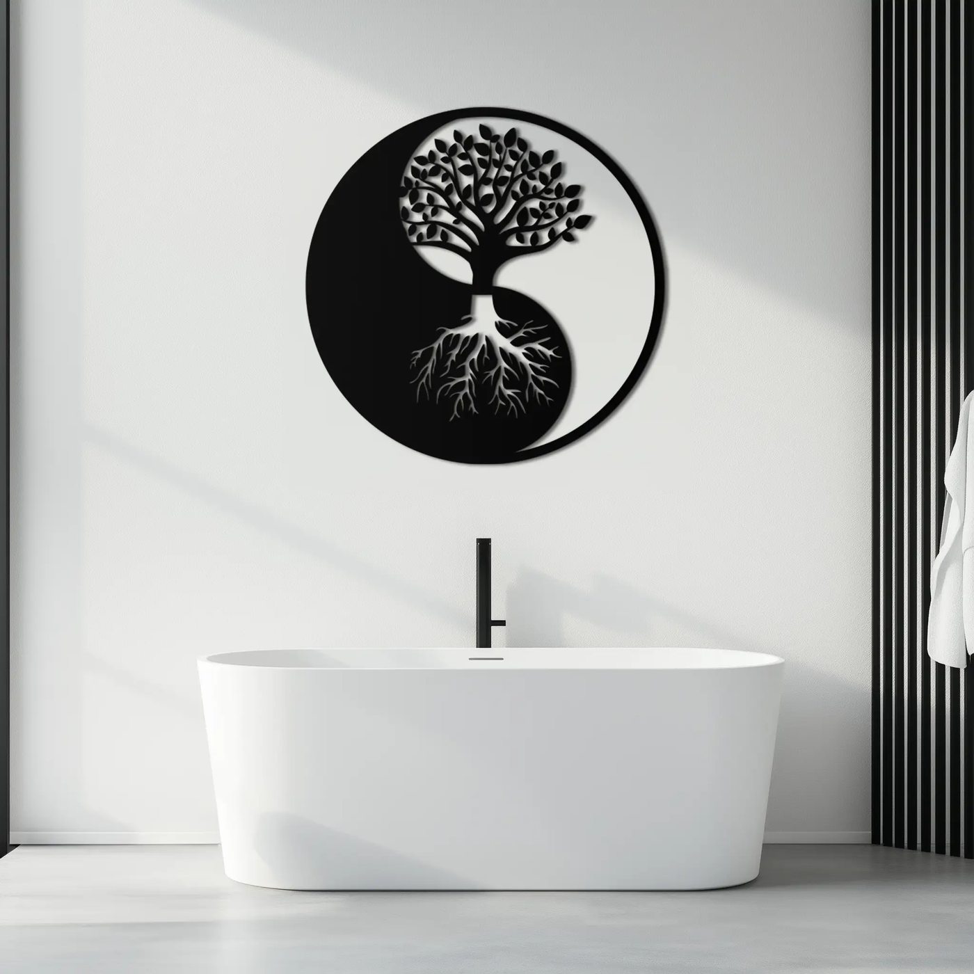 Yin-Yang Tree of Life Metal Wall Art - Harmonious Nature-Inspired Decor - KAF147 by Enova Art