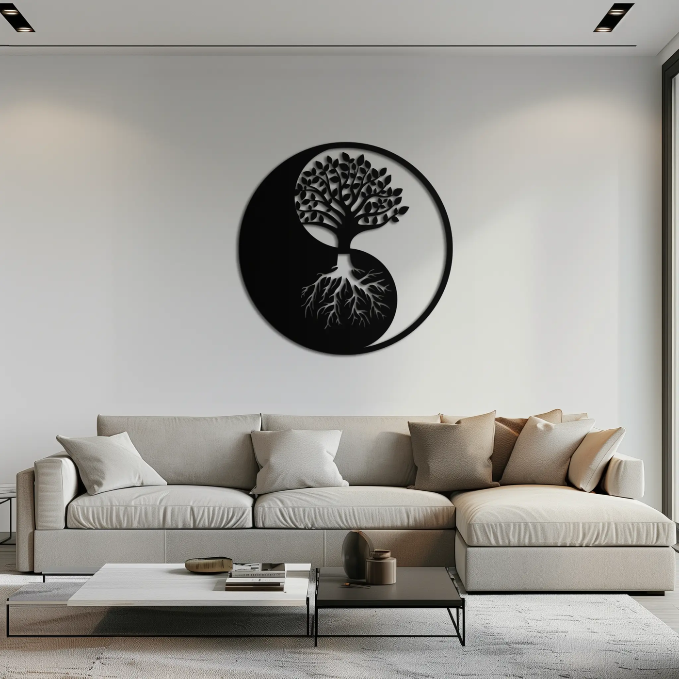 Yin-Yang Tree of Life Metal Wall Art - Harmonious Nature-Inspired Decor - KAF147 by Enova Art