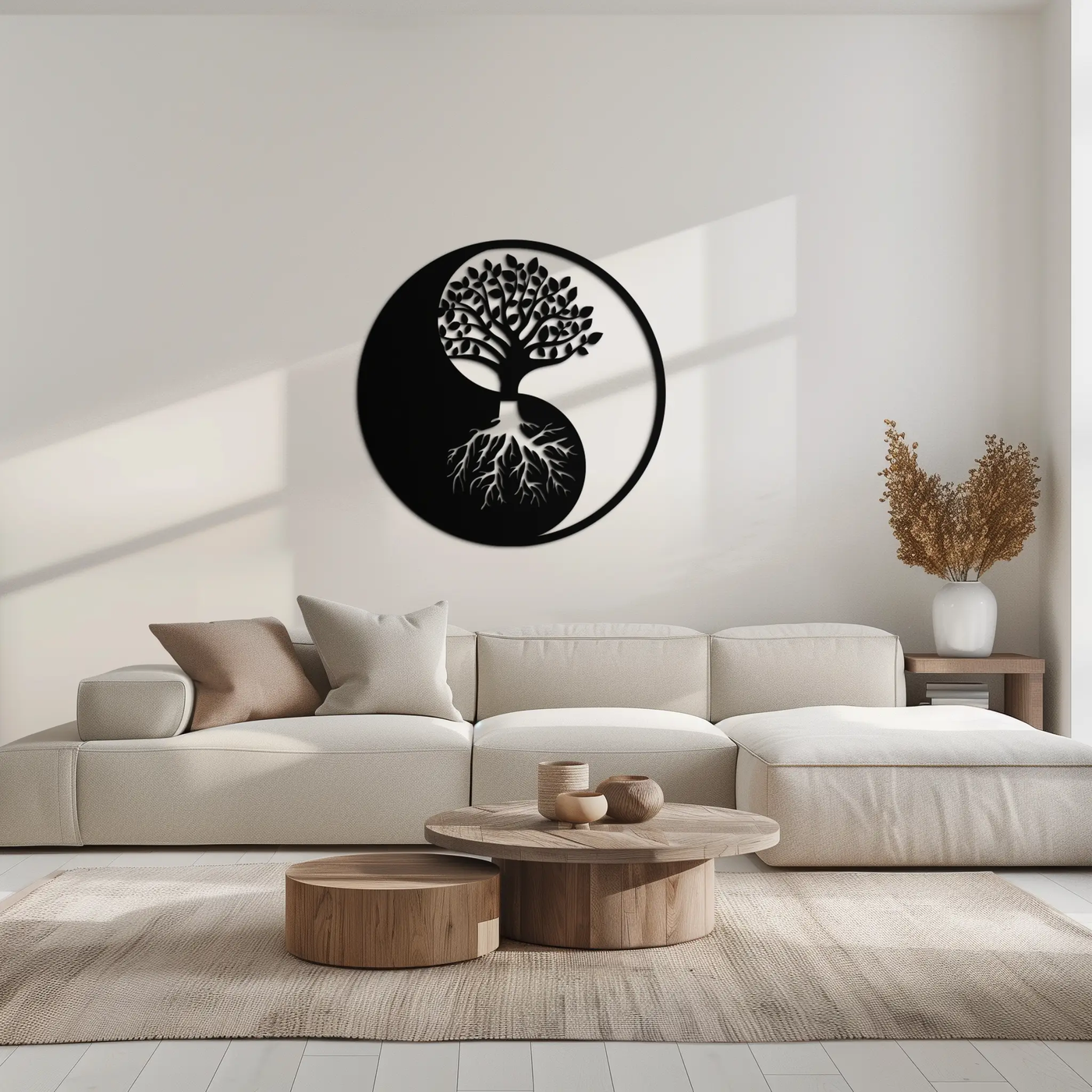 Yin-Yang Tree of Life Metal Wall Art - Harmonious Nature-Inspired Decor - KAF147 by Enova Art