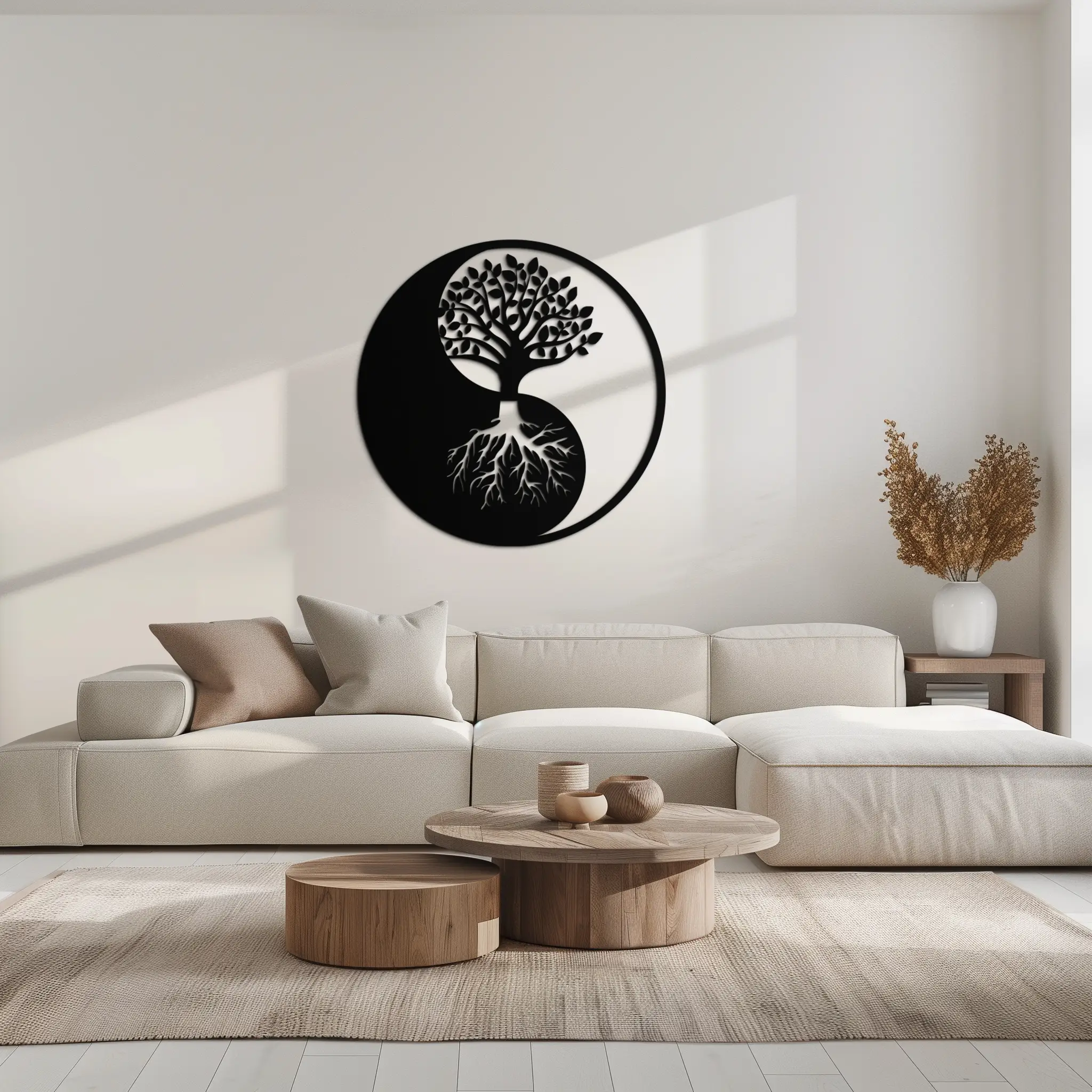 Yin-Yang Tree of Life Metal Wall Art - Harmonious Nature-Inspired Decor - KAF147 by Enova Art