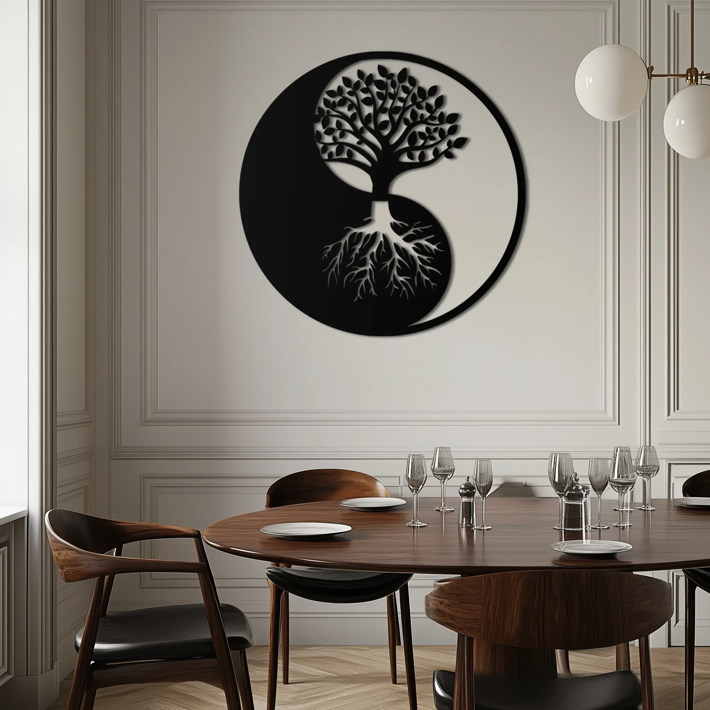 Yin-Yang Tree of Life Metal Wall Art - Harmonious Nature-Inspired Decor - KAF147 by Enova Art