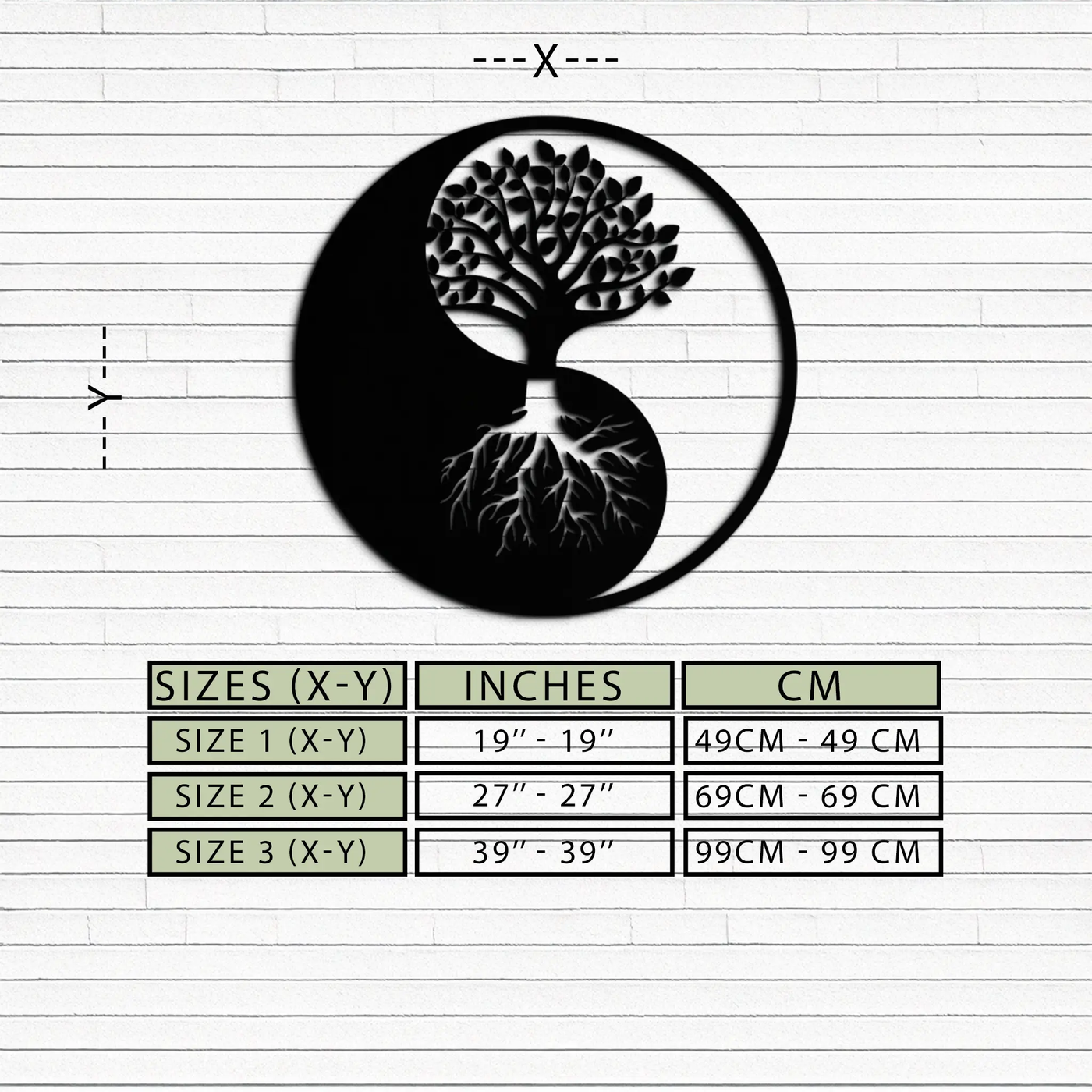 Yin-Yang Tree of Life Metal Wall Art - Harmonious Nature-Inspired Decor - KAF147 by Enova Art