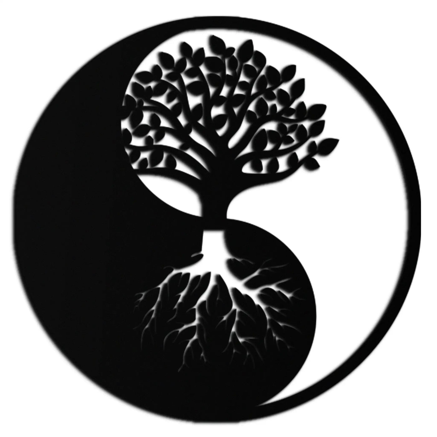 Yin-Yang Tree of Life Metal Wall Art - Harmonious Nature-Inspired Decor - KAF147 by Enova Art