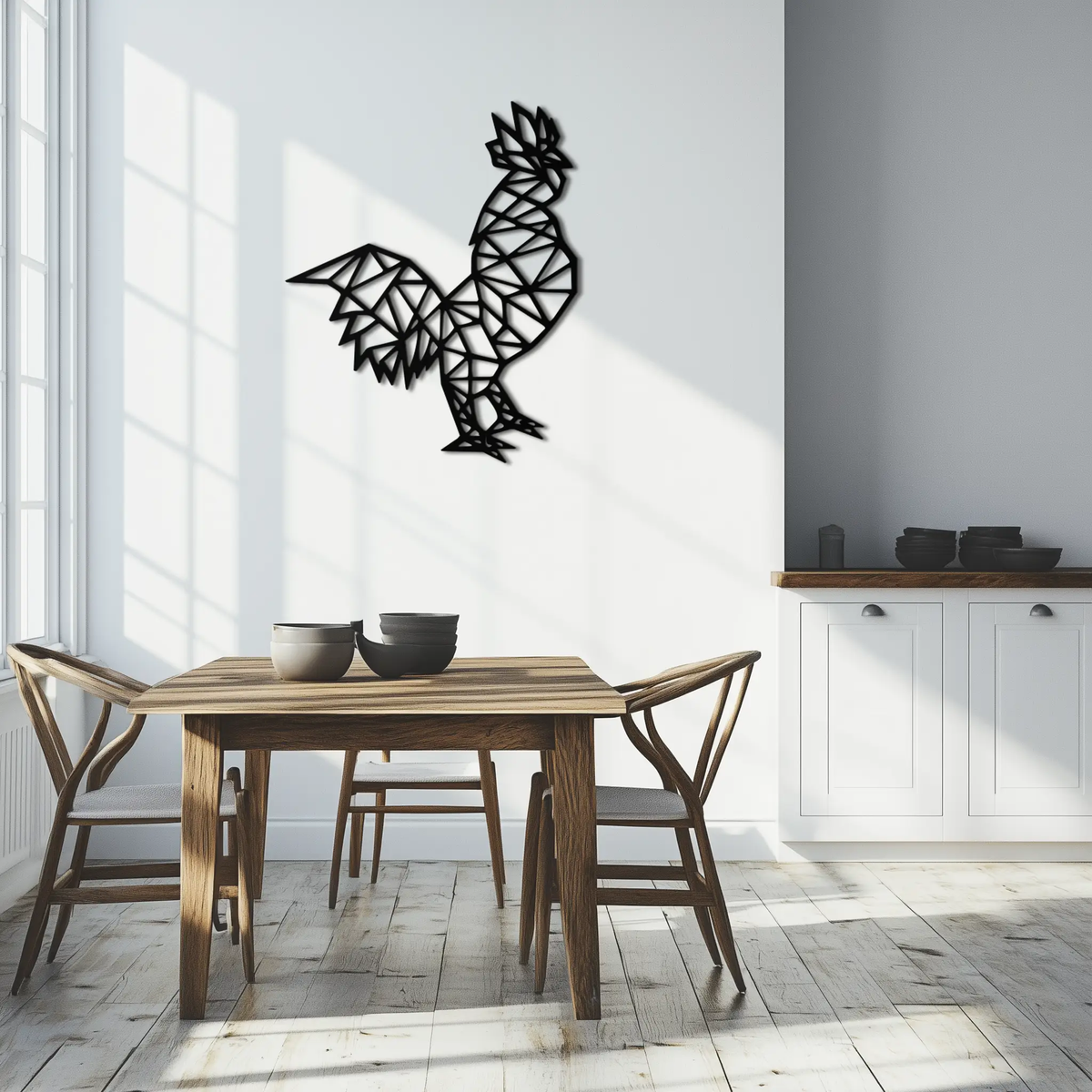 Geometric Rooster Metal Wall Art - Modern Farmhouse Decor - KAF149 by Enova Art
