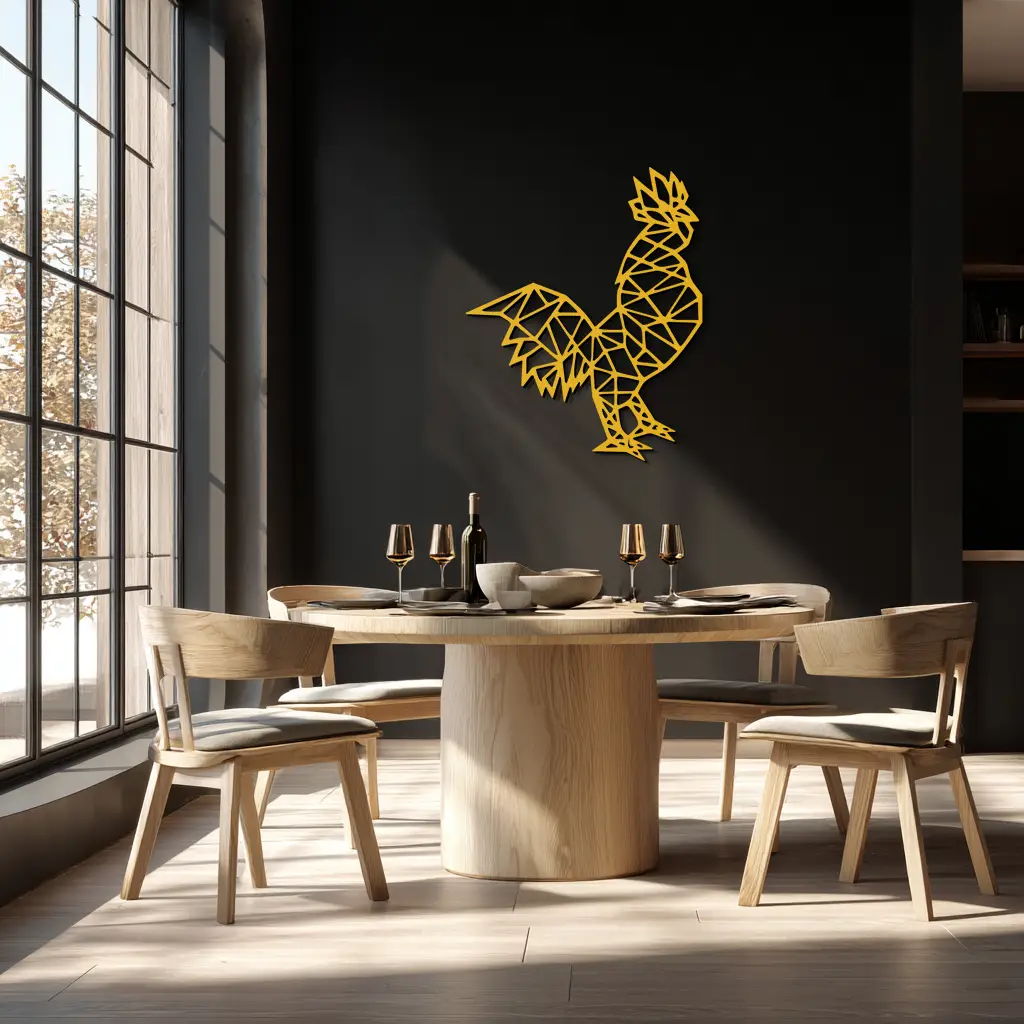 Geometric Rooster Metal Wall Art - Modern Farmhouse Decor - KAF149 by Enova Art