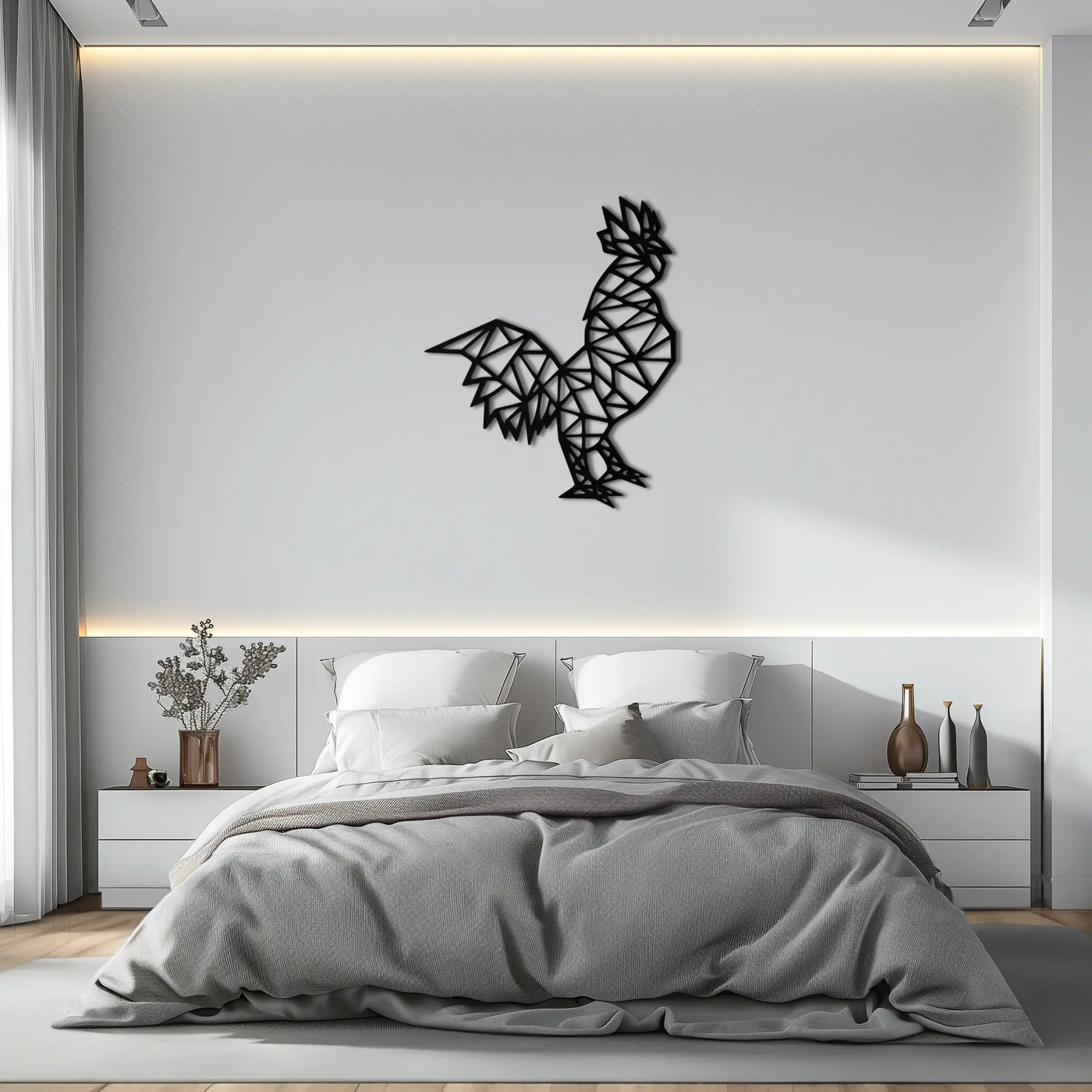 Geometric Rooster Metal Wall Art - Modern Farmhouse Decor - KAF149 by Enova Art