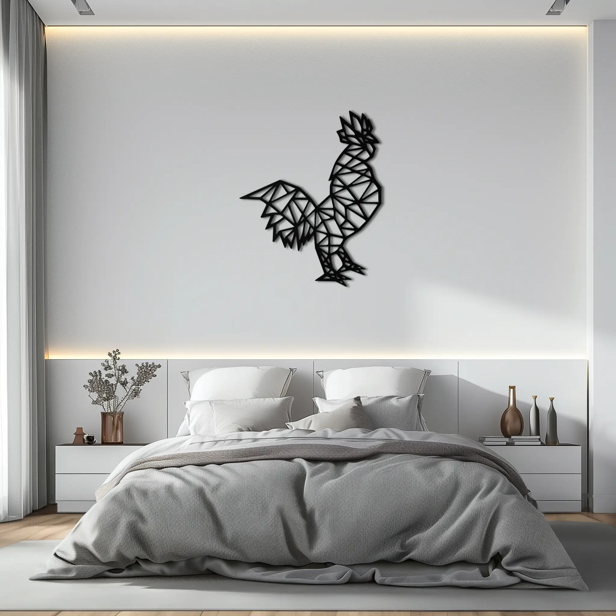 Geometric Rooster Metal Wall Art - Modern Farmhouse Decor - KAF149 by Enova Art