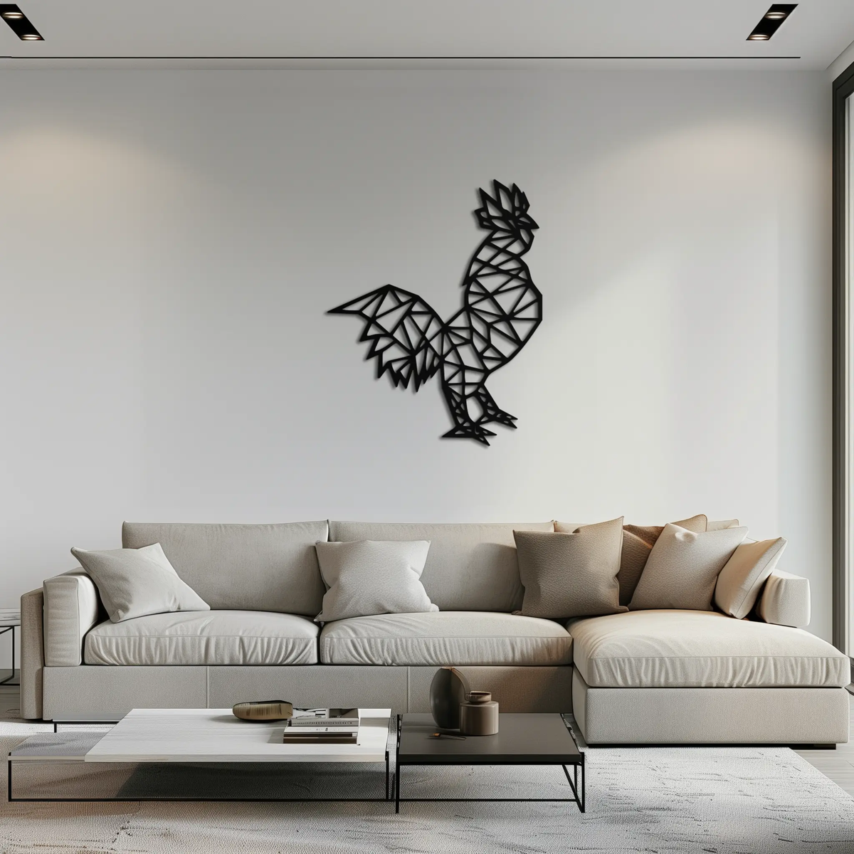Geometric Rooster Metal Wall Art - Modern Farmhouse Decor - KAF149 by Enova Art