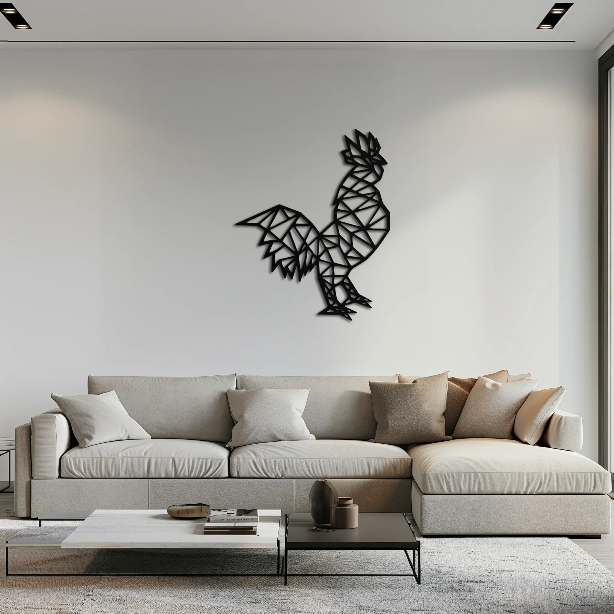 Geometric Rooster Metal Wall Art - Modern Farmhouse Decor - KAF149 by Enova Art