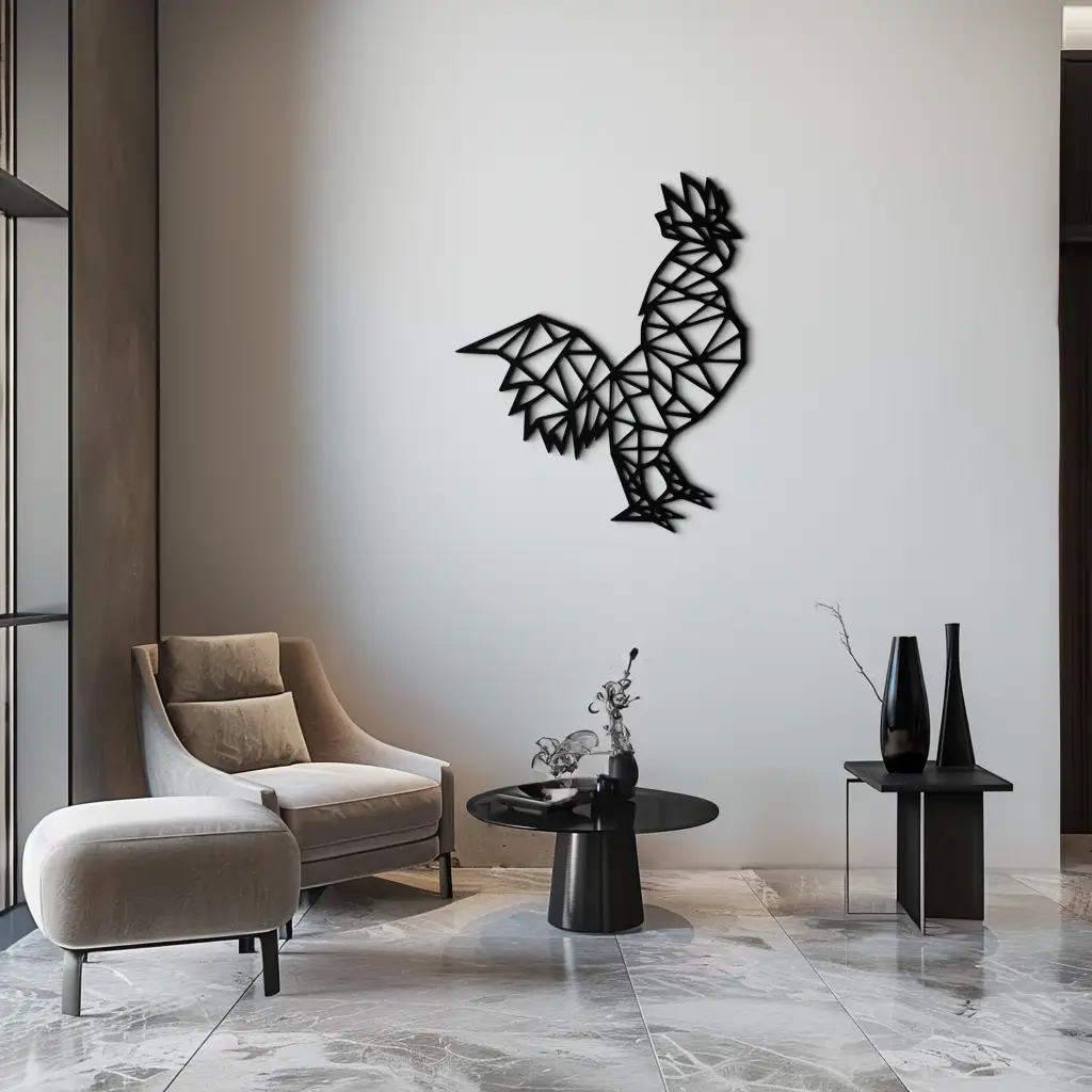 Geometric Rooster Metal Wall Art - Modern Farmhouse Decor - KAF149 by Enova Art