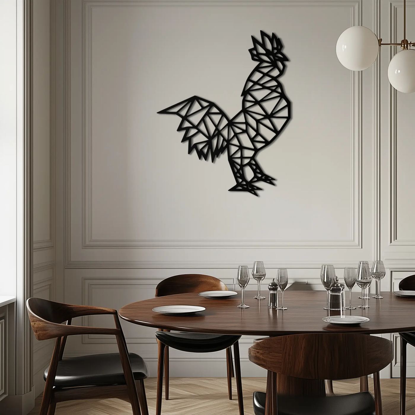 Geometric Rooster Metal Wall Art - Modern Farmhouse Decor - KAF149 by Enova Art