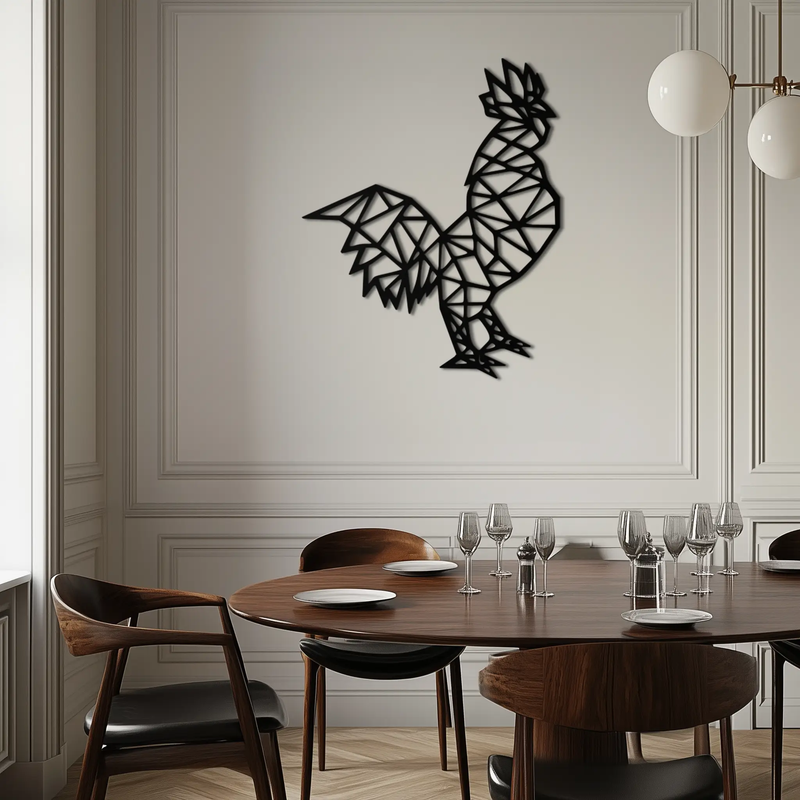 Geometric Rooster Metal Wall Art - Modern Farmhouse Decor - KAF149 by Enova Art
