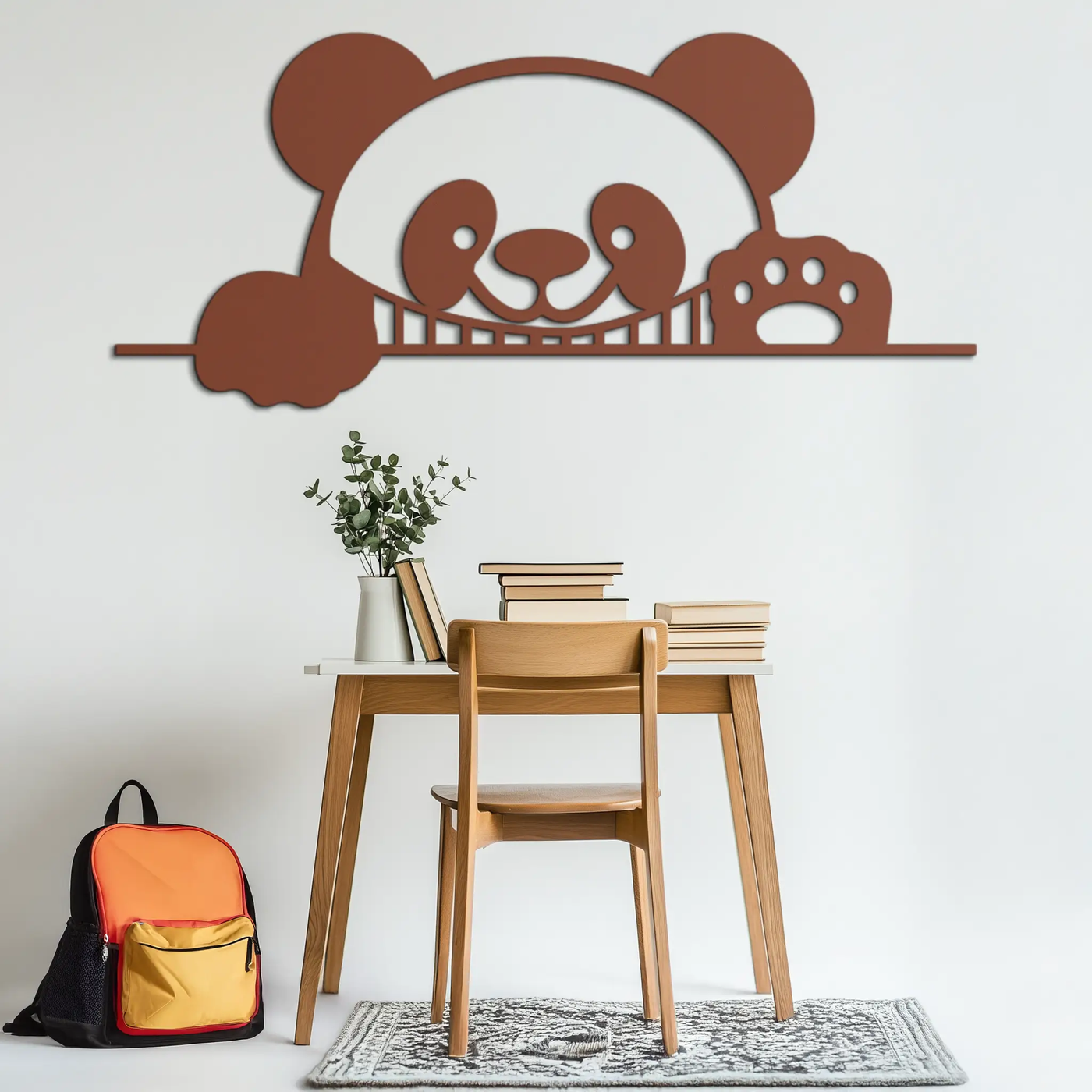 Geometric Panda Metal Wall Art - Playful Minimalist Steel Decor - KAF150 by Enova Art