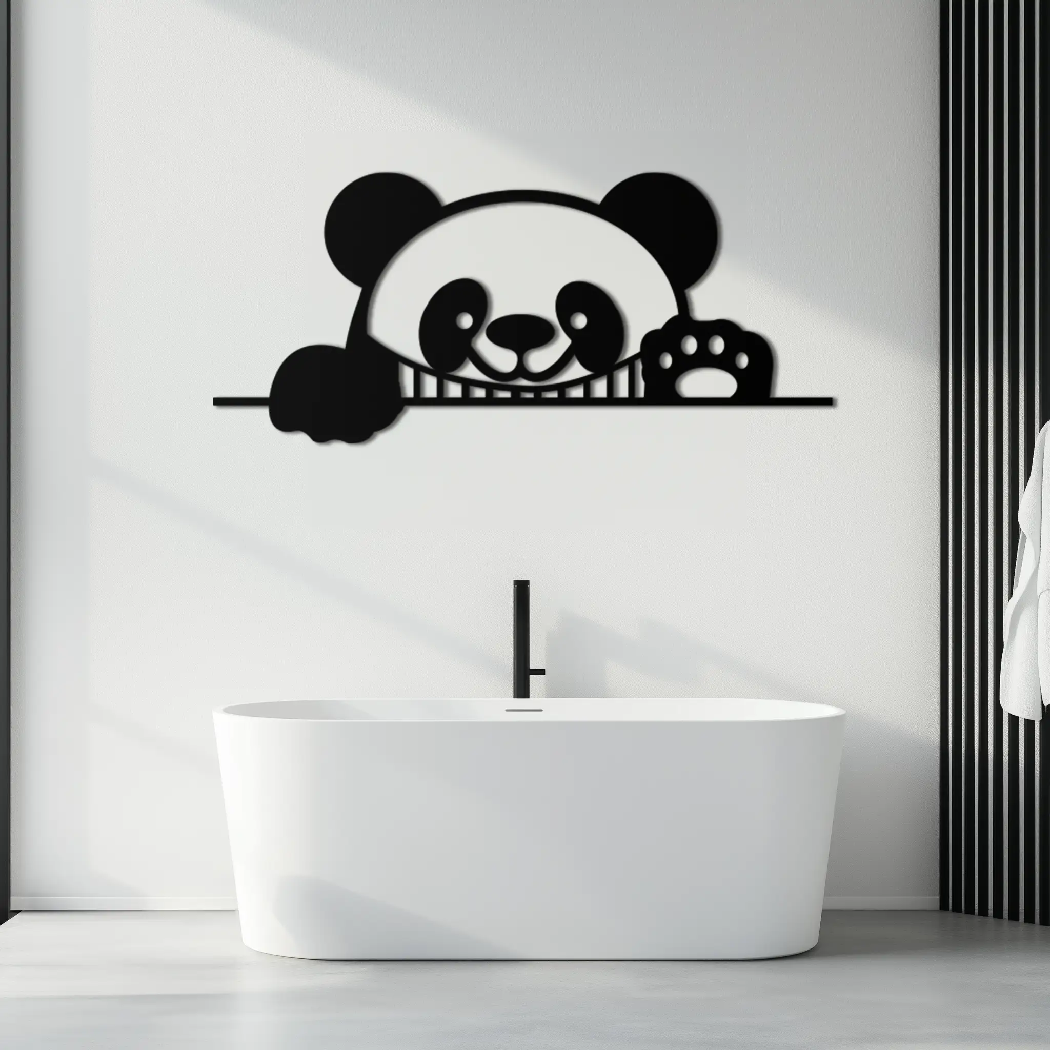 Geometric Panda Metal Wall Art - Playful Minimalist Steel Decor - KAF150 by Enova Art