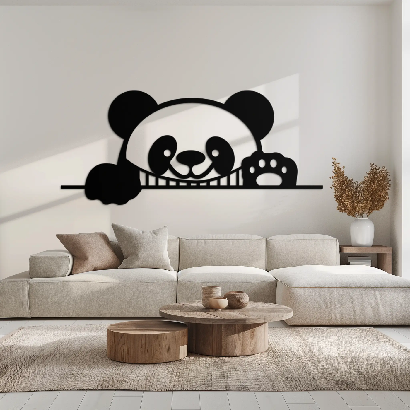 Geometric Panda Metal Wall Art - Playful Minimalist Steel Decor - KAF150 by Enova Art